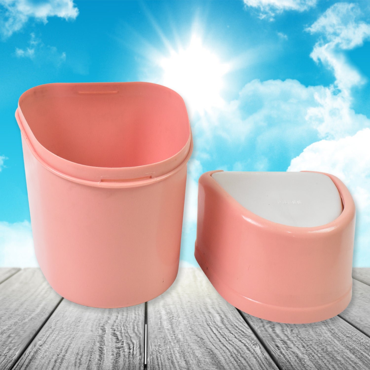 Mini Trash Can, Dustbin Plastic Garbage Can with Lid (1 Pc)