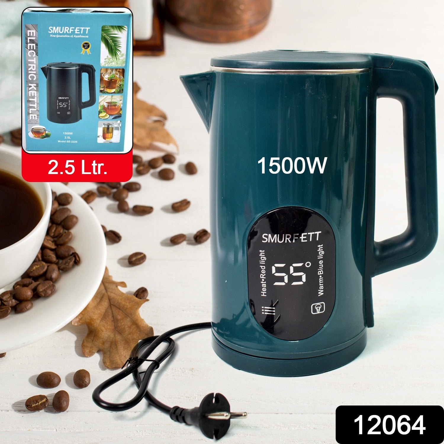 Temperature display electric kettle 55 degrees (1500W, 2.5 Ltr. / 1 Pc)