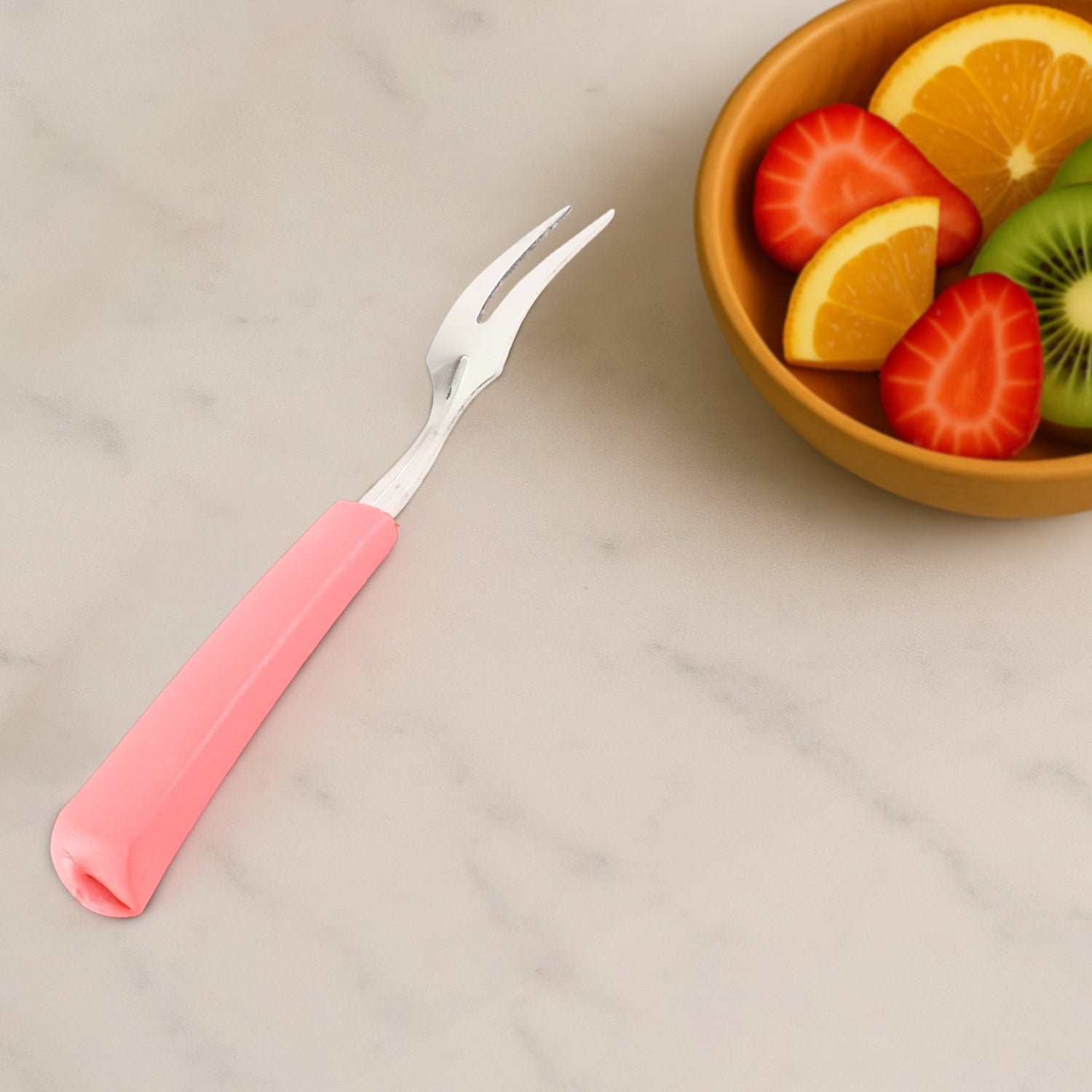 Premium Stainless Steel Fruit Fork Set – 10 Pieces with Soft Non-Slip Handle