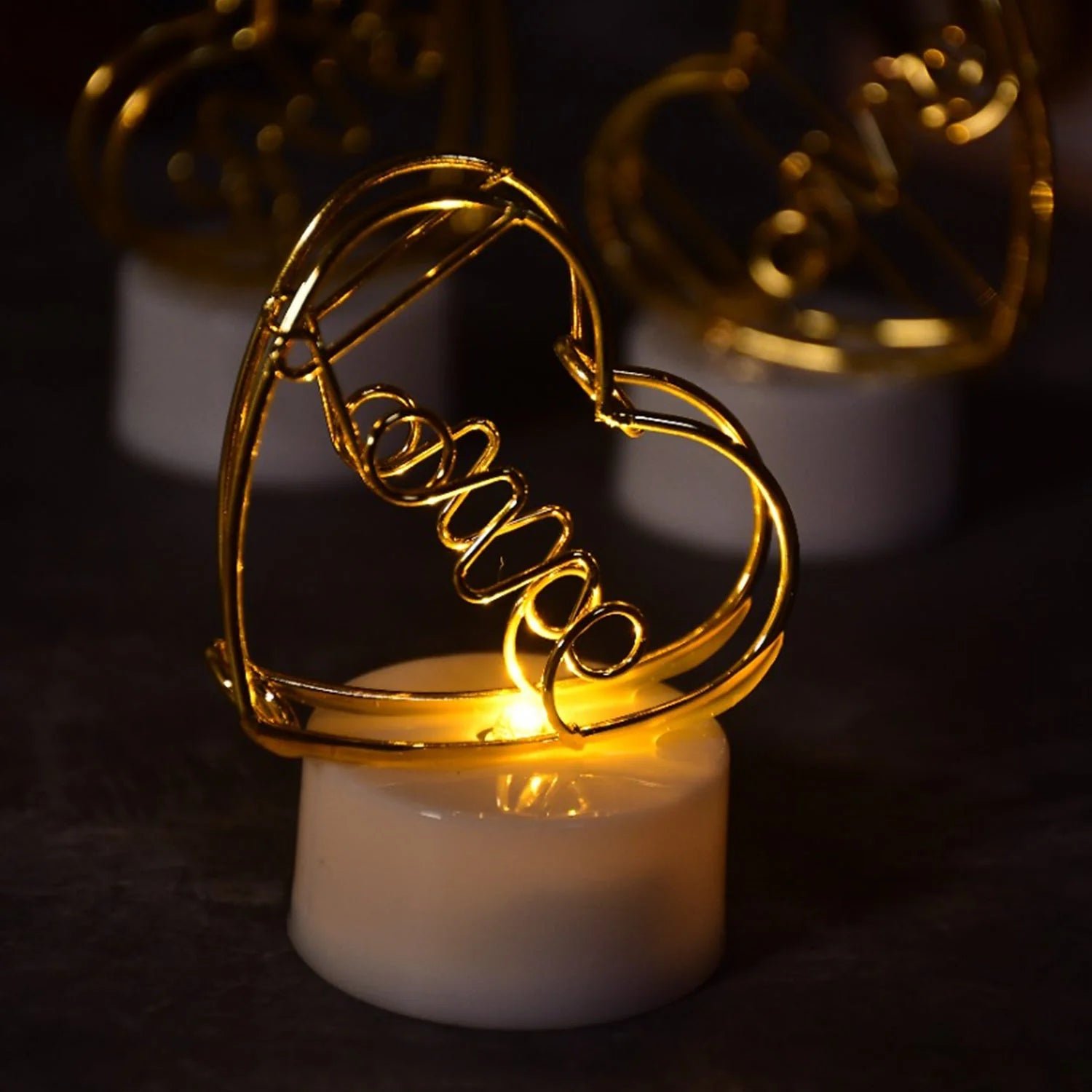 Valentine’s Day Love Set - Heart Light, Chocolates & Golden Flower Gift Box