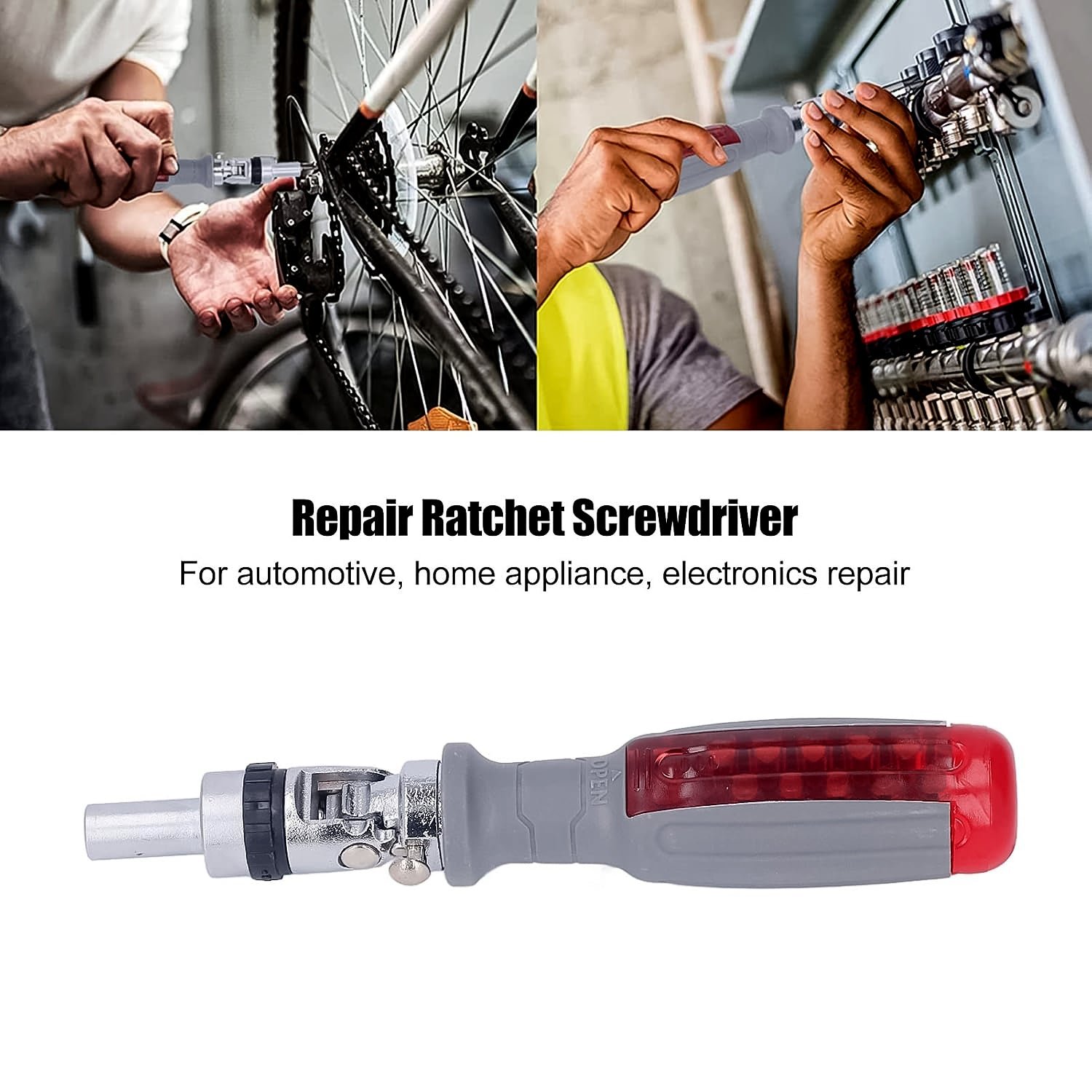 Multi Bits Ratchet Screwdriver Set, Adjustable Angle Two-Way Ratcheting (1 Set)
