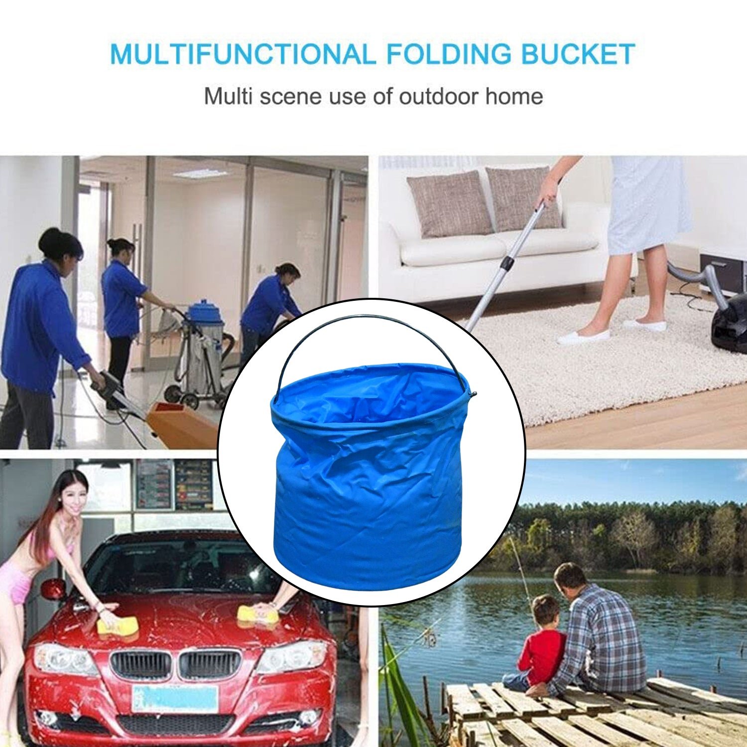 Folding Bucket, Portable, Round Bucket, Simple Bucket (1 pc / Mix Color)