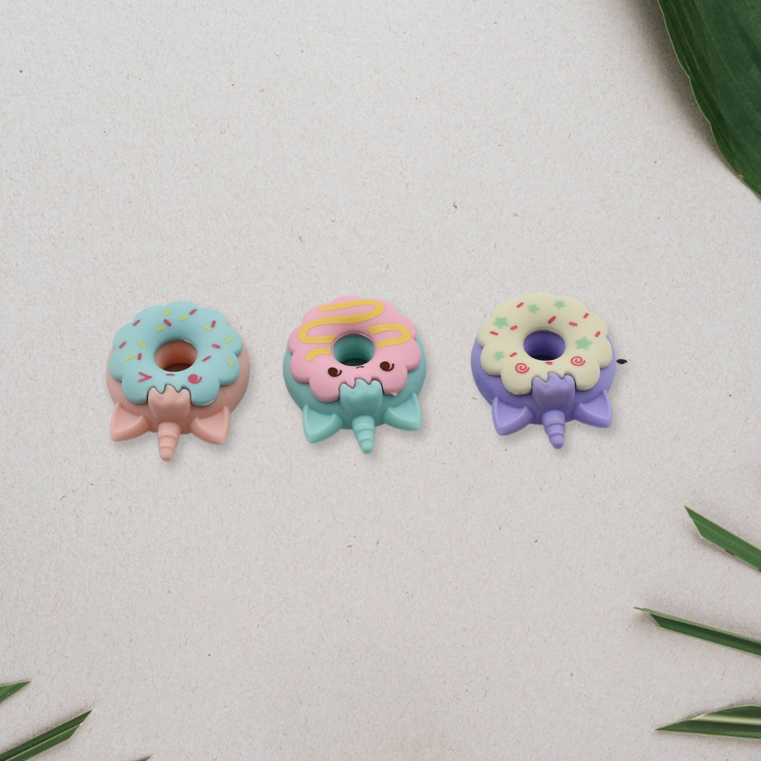 Tree Small Sized Cartoon Themed Non-Toxic Donut Erasers, School Stationery  (3pc Set)