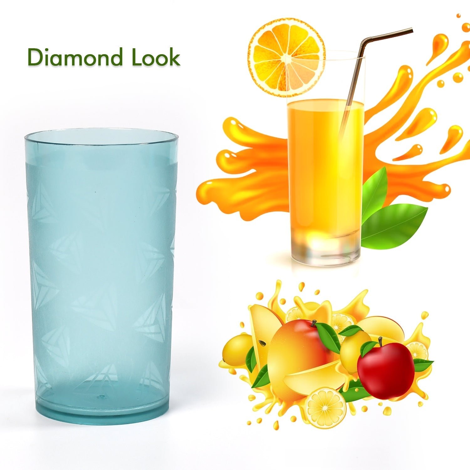 Set of 6 Unbreakable Transparent Plastic Water Glasses (300ml)