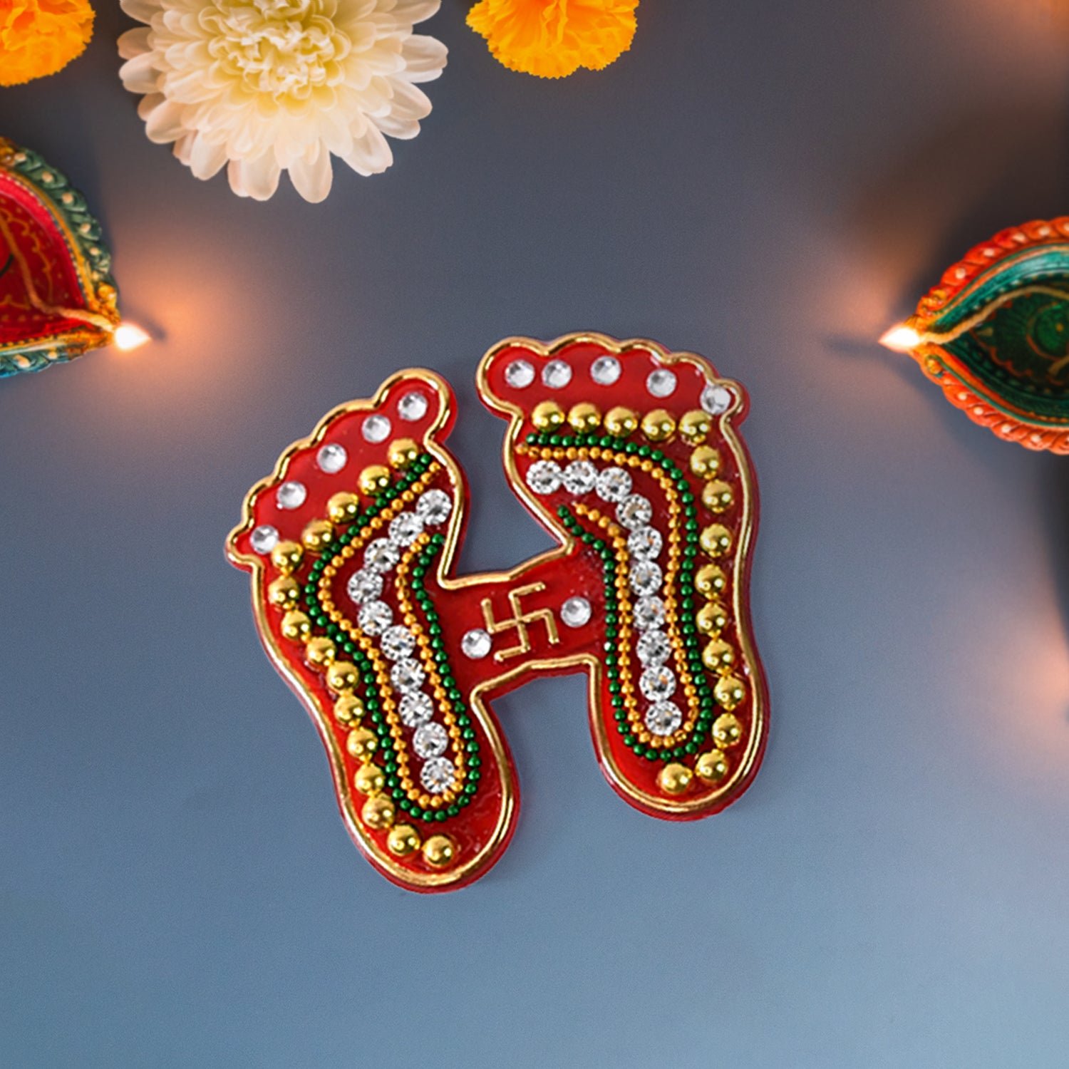 Decorative Laxmi Charan Paduka Sticker Set (Pack of 2 Pc)