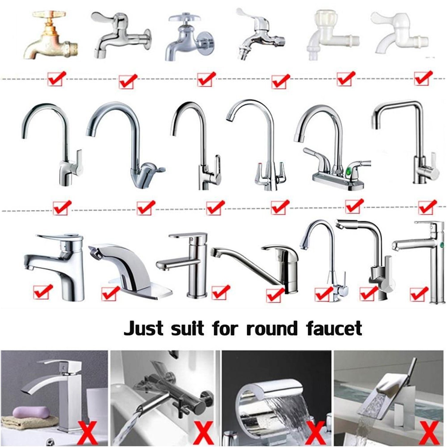 Faucet Sprayer Filter Nozzle Rotatable Adjustable Tap for Wash Basin Removable