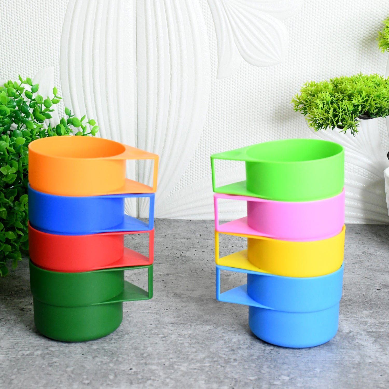 Rainbow Picnic Plastic Pitcher / Jug / Kettle Glass / Cup Set Water (9 Pcs Set)