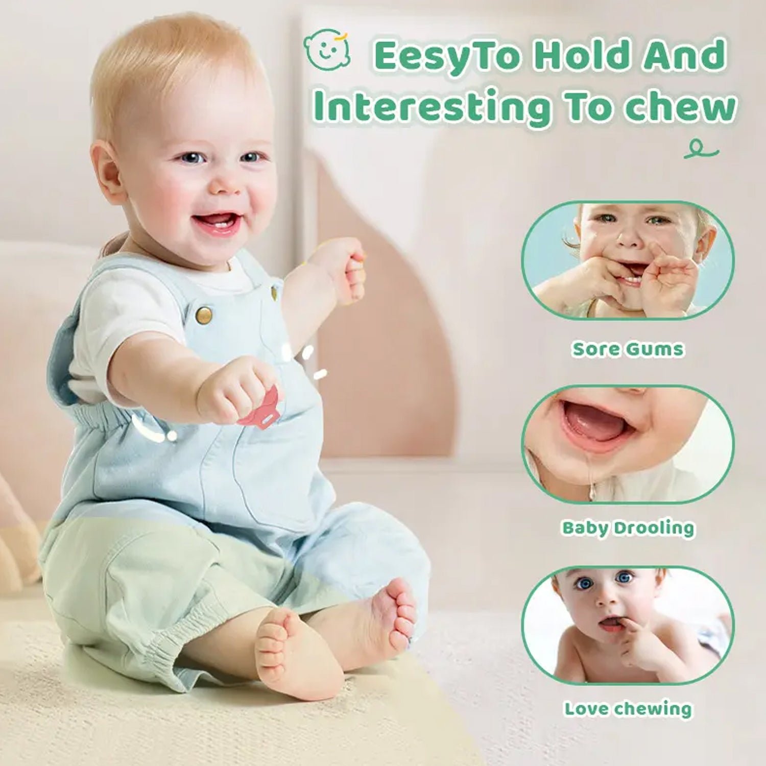 Silicone Baby Teether Pack of 1 (Mix Design & Color)