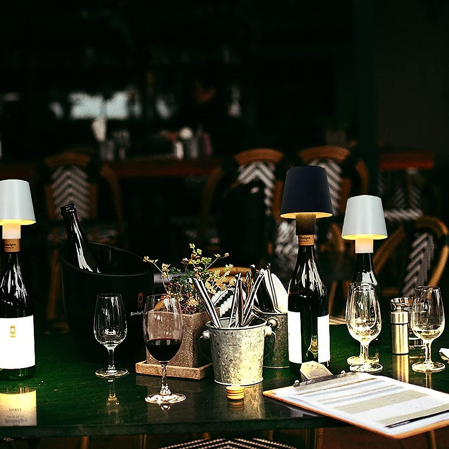 USB Rechargeable LED Bottle Lamp – 3-Color Dimmable Wireless Table Light (1 Pc)