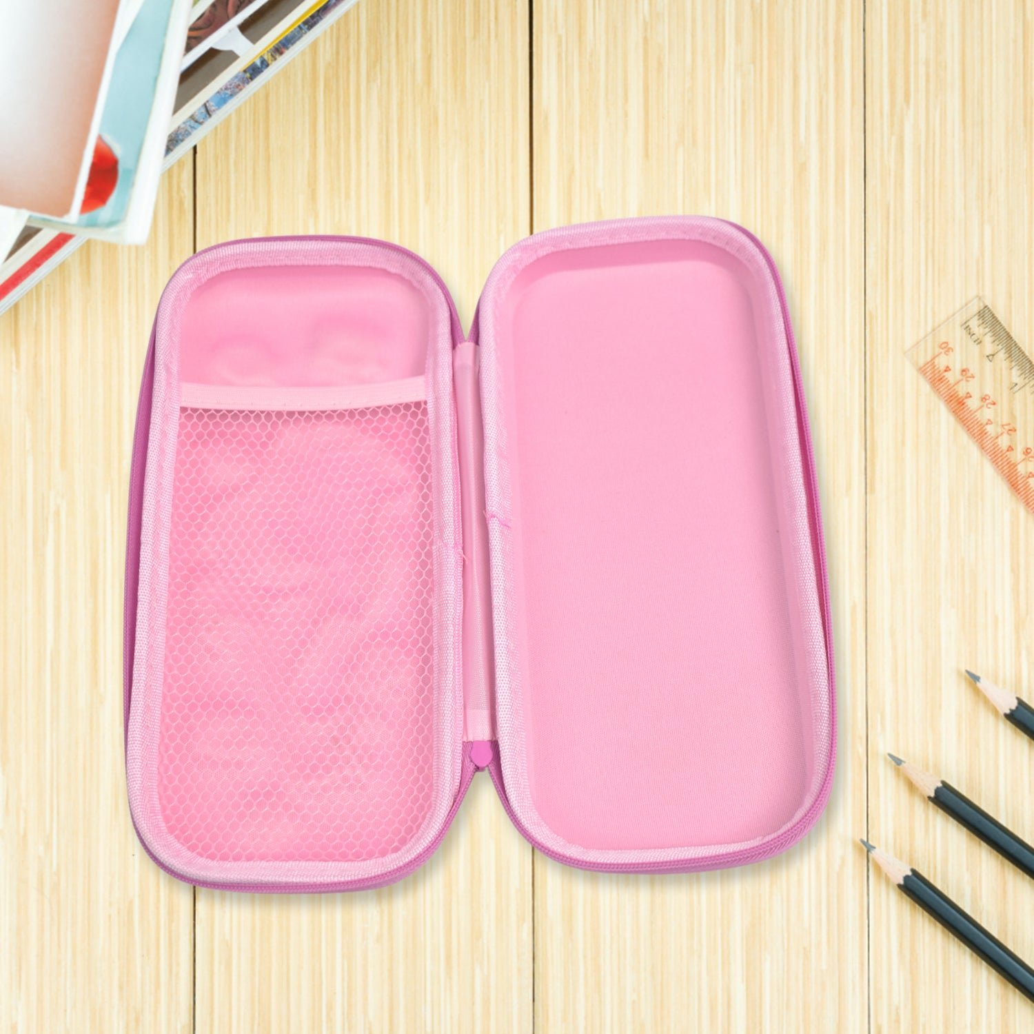 3D Cartoon Zipper Compass Box, Pencil Box (1 Pc / Mix Design)