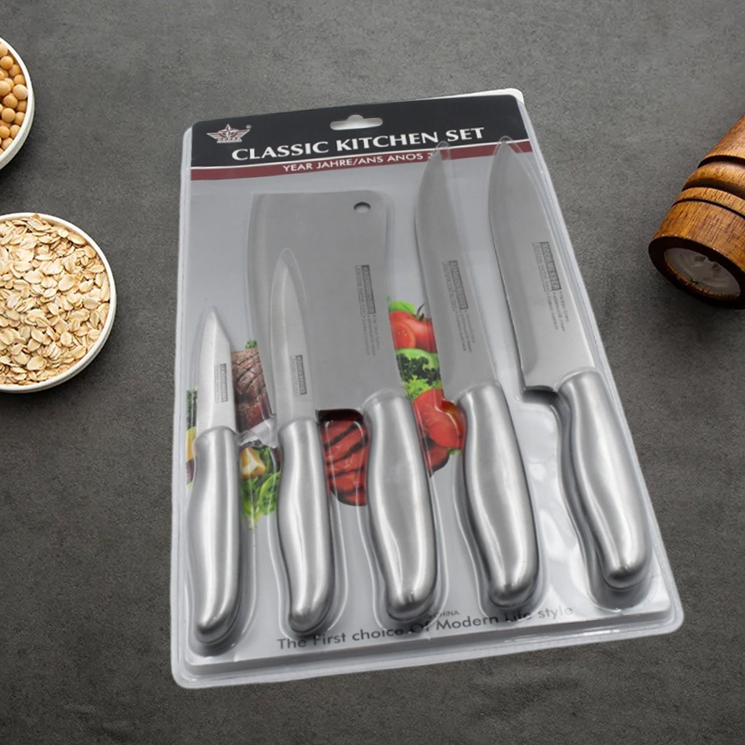 Big Size Professional Sharp Durable Quality Pack of 5 Kitchen Knives Set (5 Pc Set)