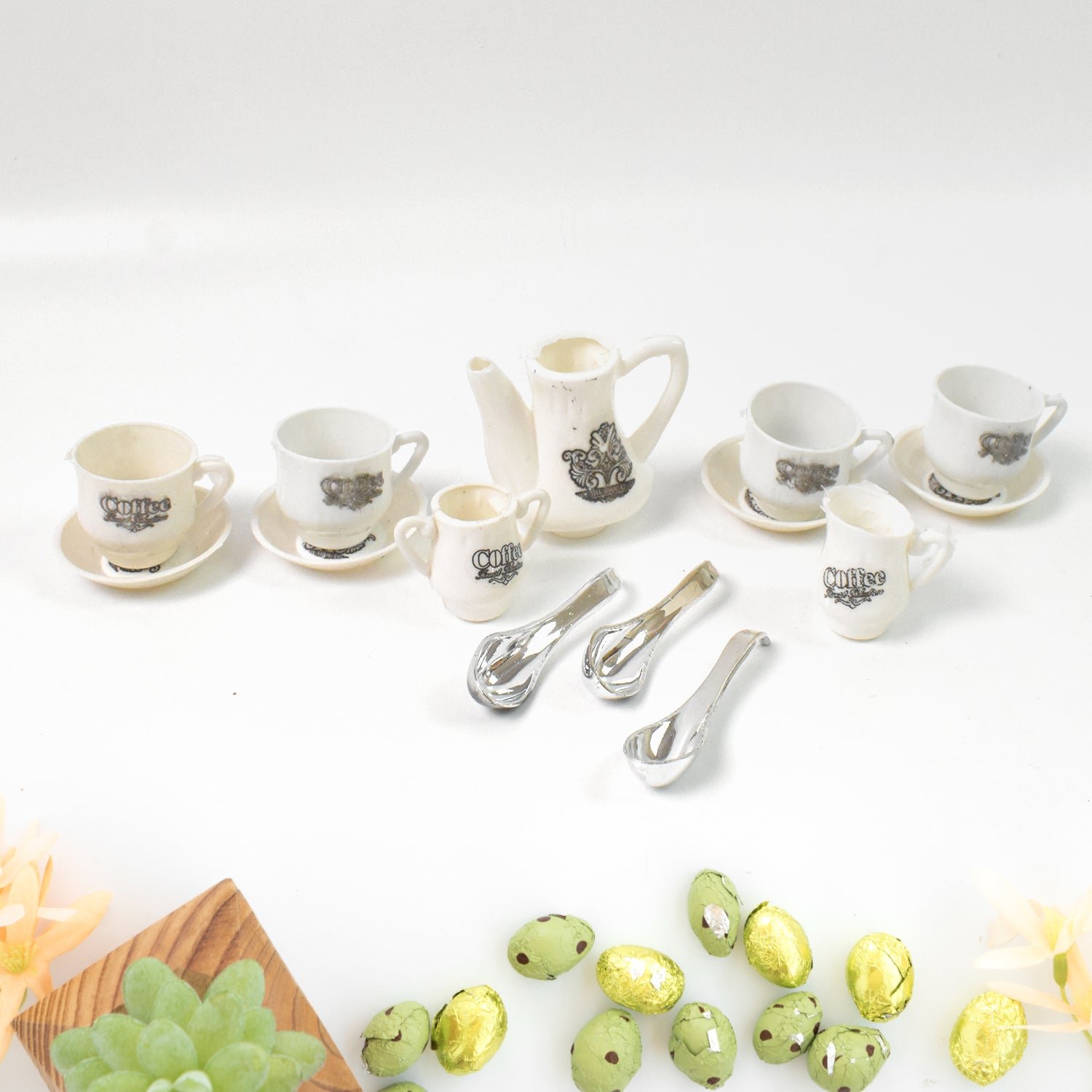 Tickles Tea toy Set | Coffee Kitchen Plastic Set (14 Pcs / Mix Size & Design)