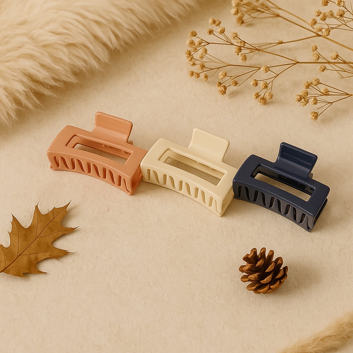 Matte Finish Rectangle Hair Claw Clip Women and Girls – Assorted Color Pack – 1 Pc