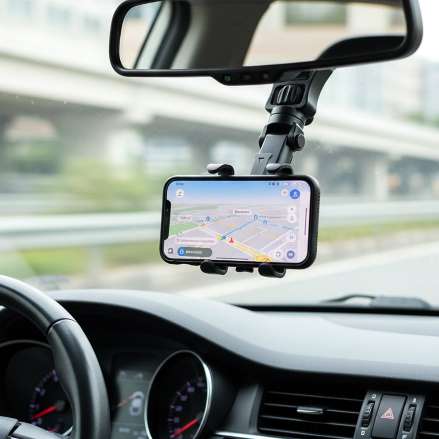 360 Degree Adjustable Rearview Mirror Car Mobile Phone Holder (1 Pc)