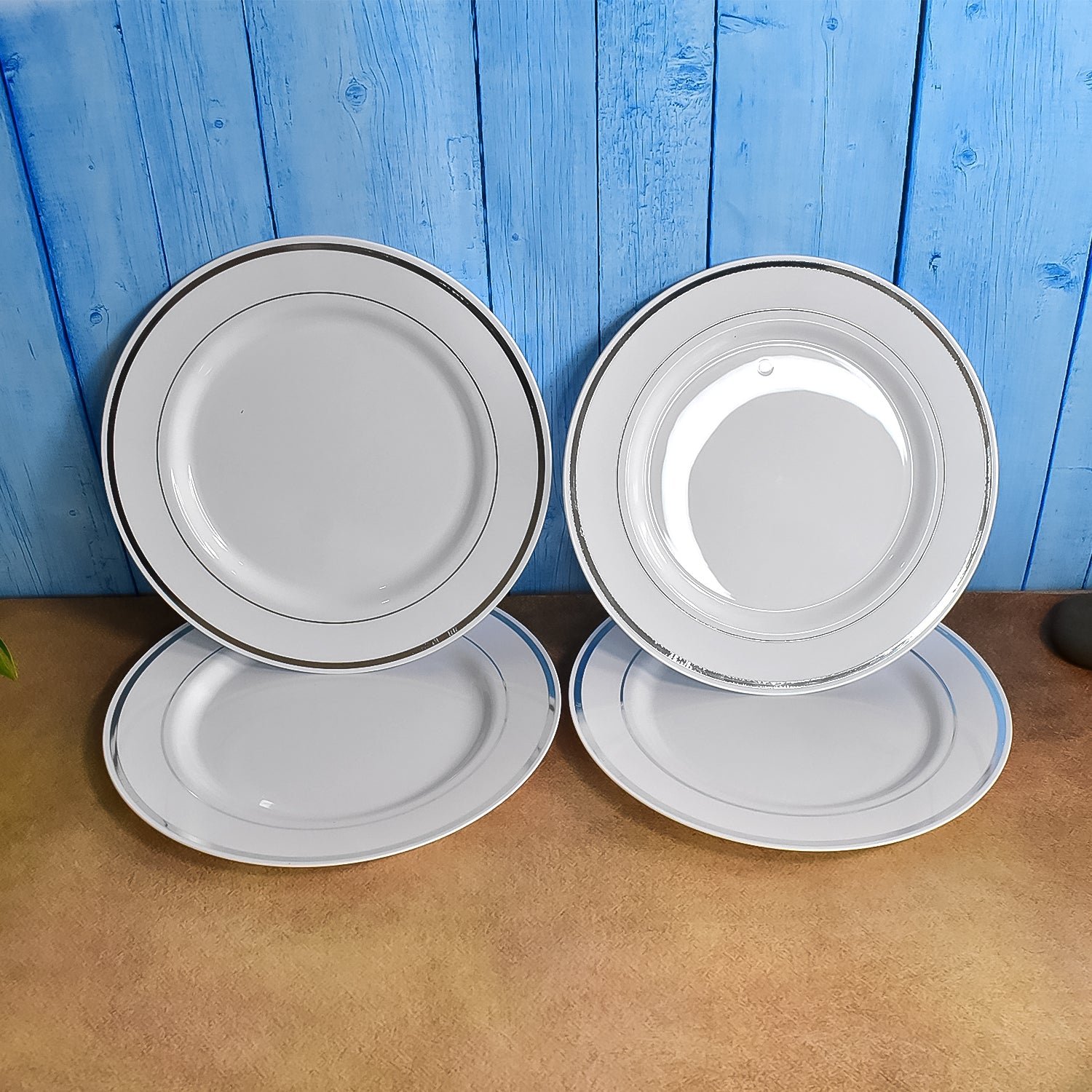 Round Plastic Dinner Plates Wedding Birthday Party Tableware Supplies (6 Pcs Set)