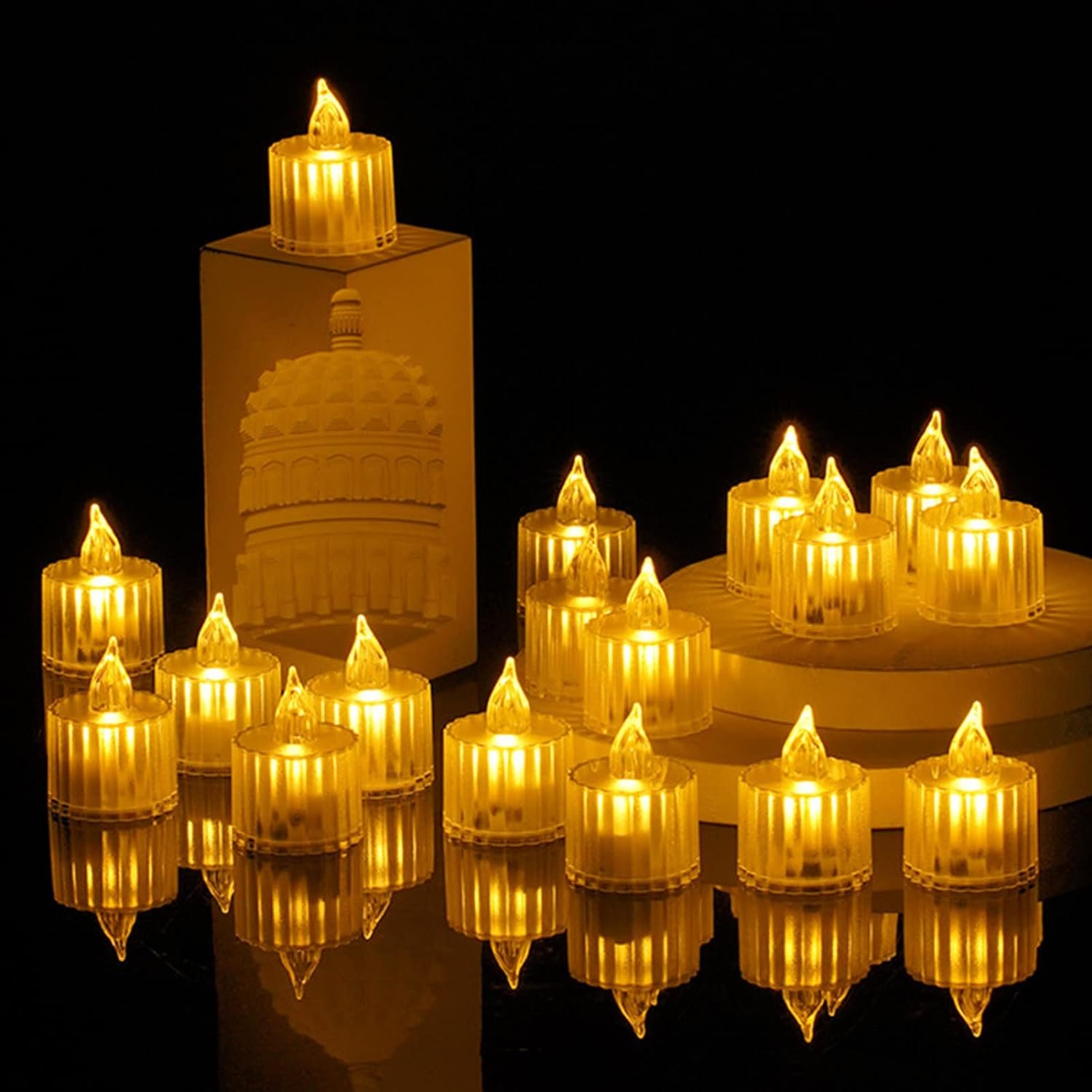 Flameless Acrylic LED Tealight Candles for Festival Decor (12 Pc)