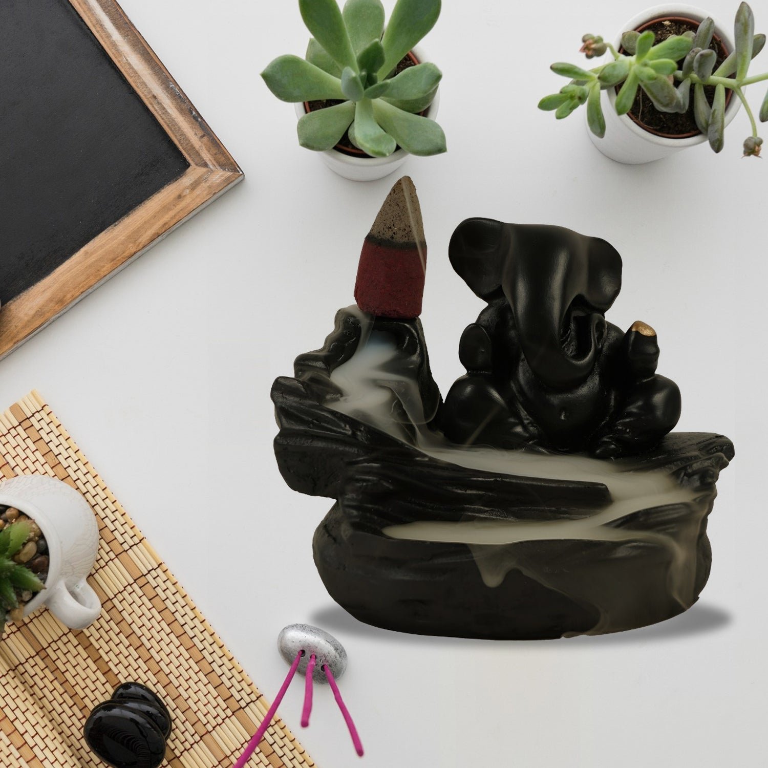 Smoke Fountain Ganesha Idol Decoration Items 8 Pc Backflow Incense Cones (1 pc)