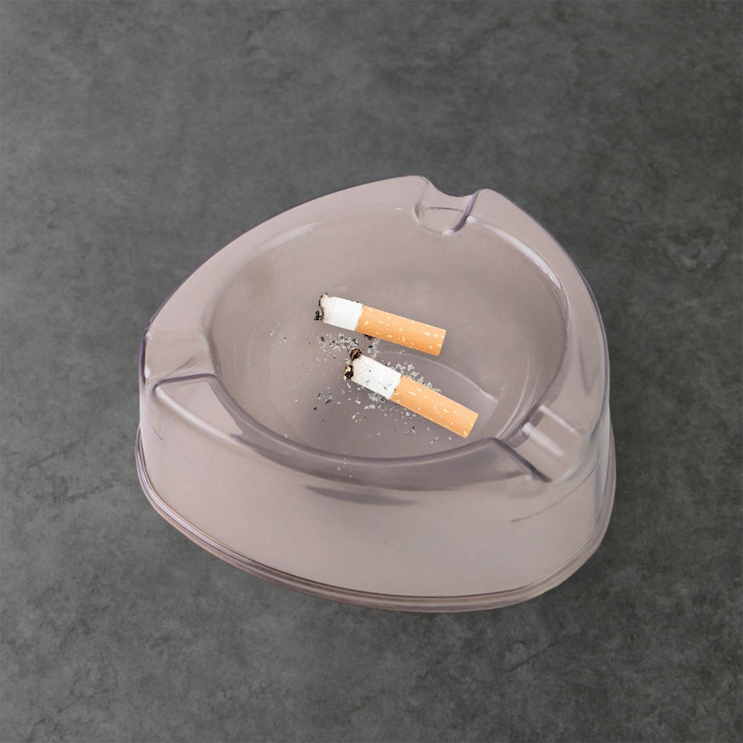Oblivion Transparent White Ashtray with Cigarette Holder Grooves (1 Pc)