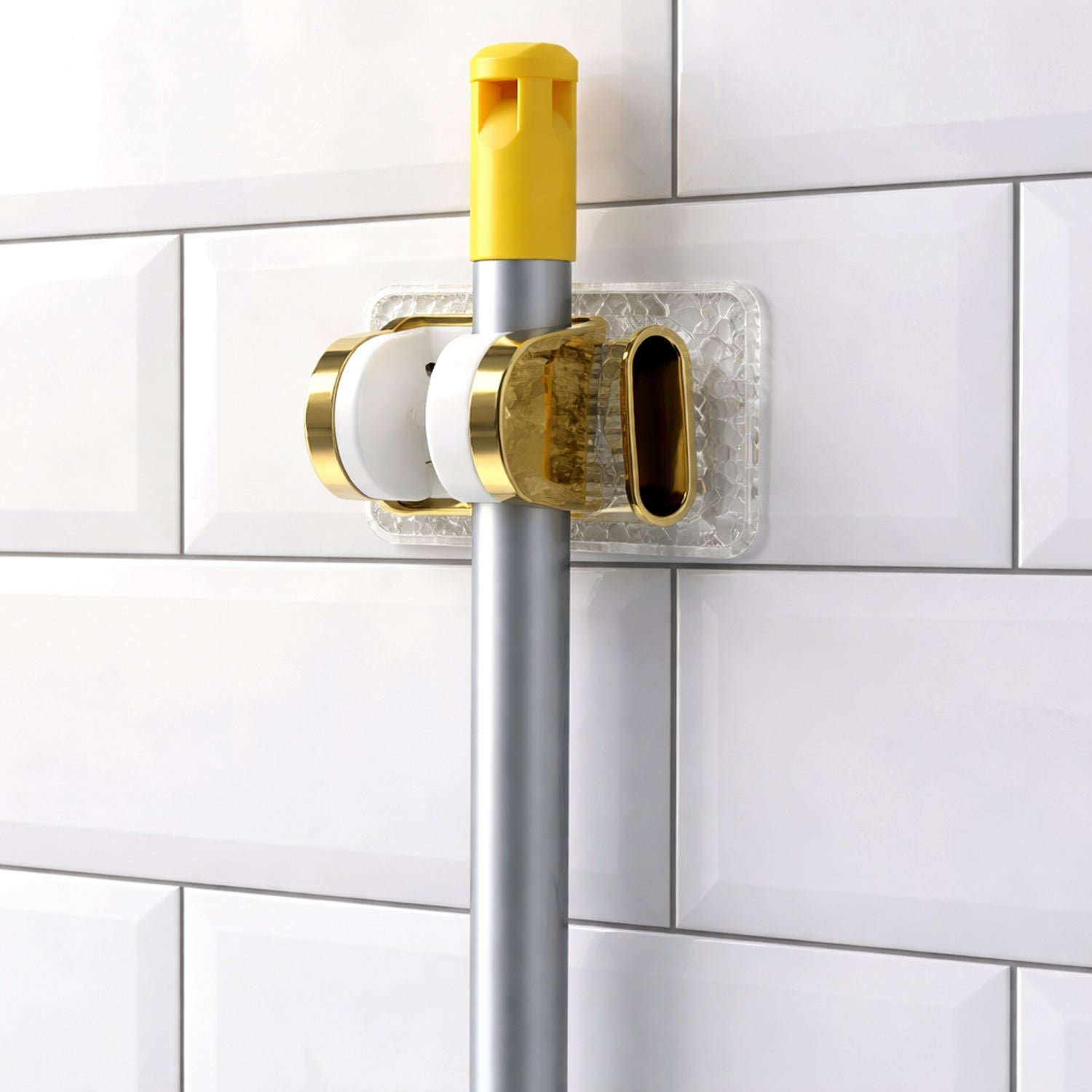 Wall Mounted Broom & Mop Holder with Strong Grip Clips