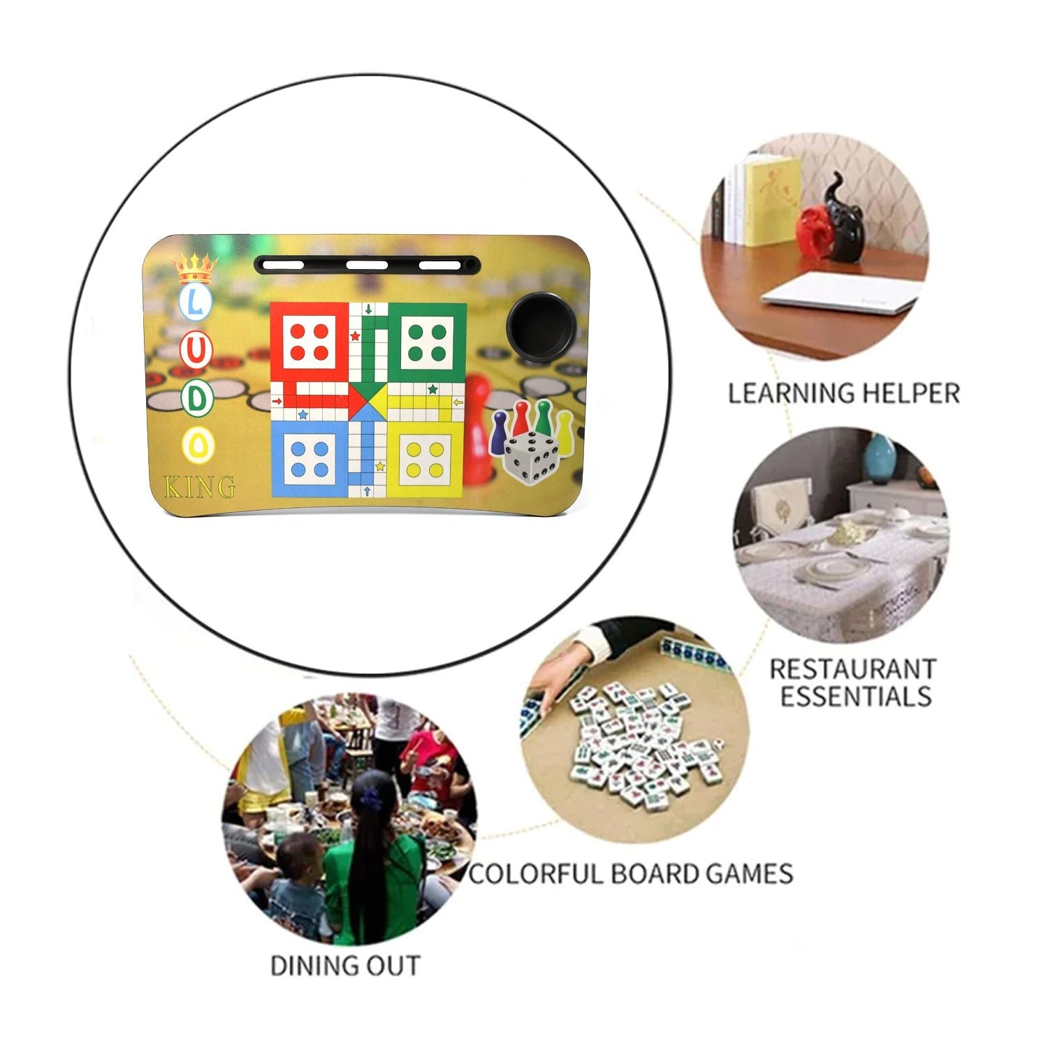 Ludo Design Foldable Study & Laptop Table for Children with Tablet Slot & Cup Holder