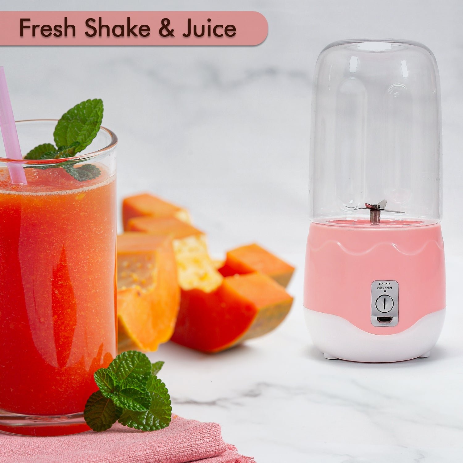 Portable Blender, Mini Handheld Blender with 4 Blades, Mixer for Fruit Shakes