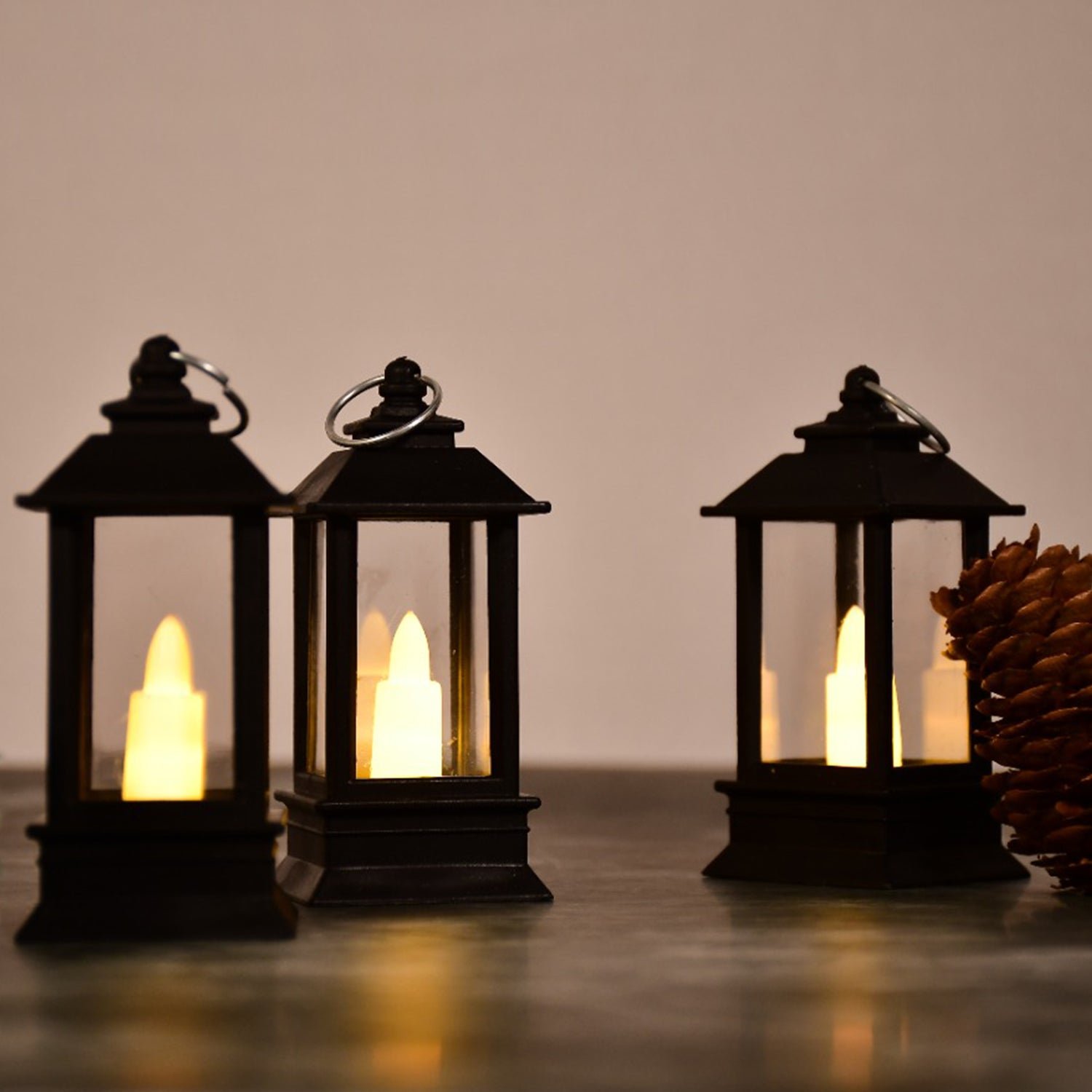Classic Style Lantern With Artificial Rustic Battery-Operated Flameless Candle Light For Home Decoration (Pack of 24)