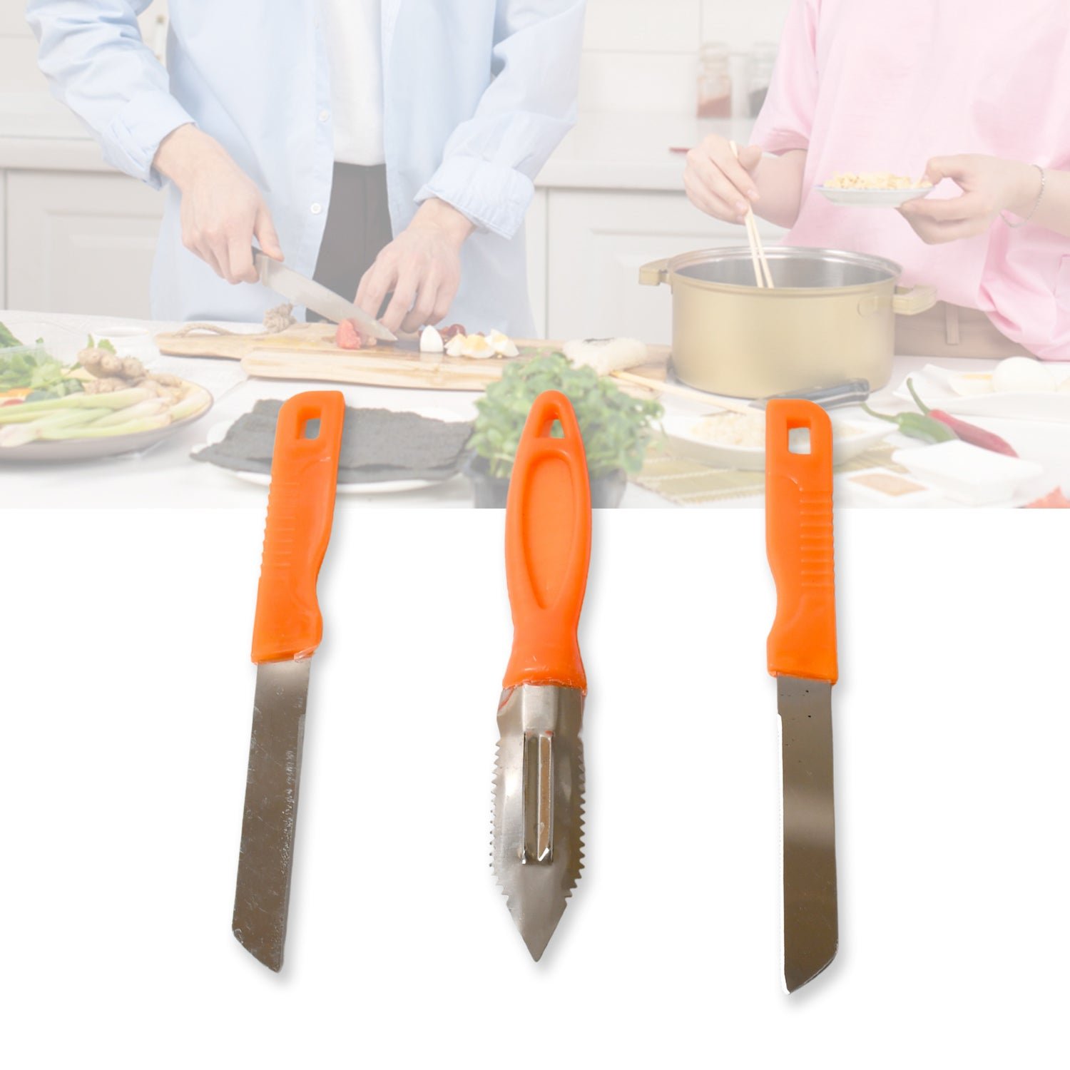 3in1 Multipurpose Stainless Steel Classic Kitchen Knife Set of 3
