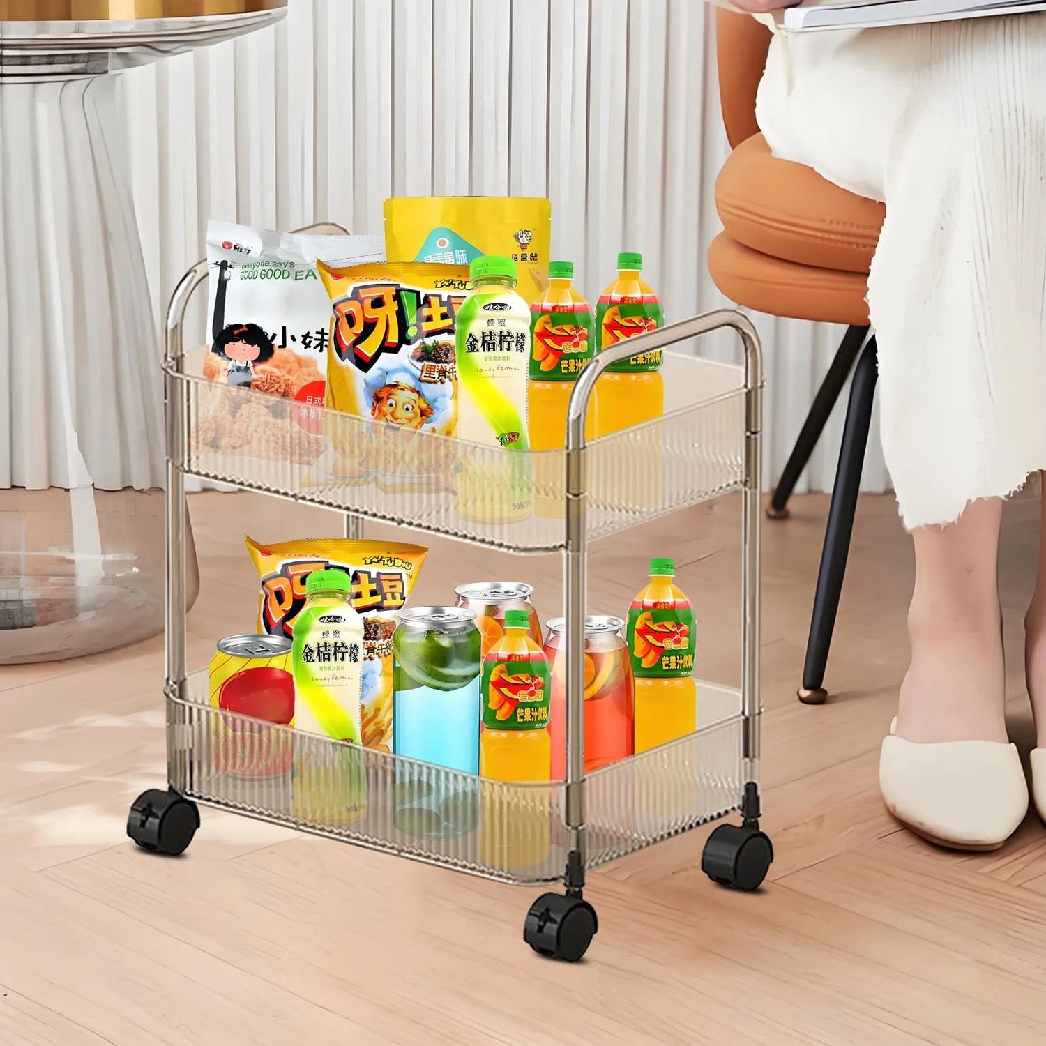 2 Layer Multipurpose Storage Trolley with Wheels (1 Pc)