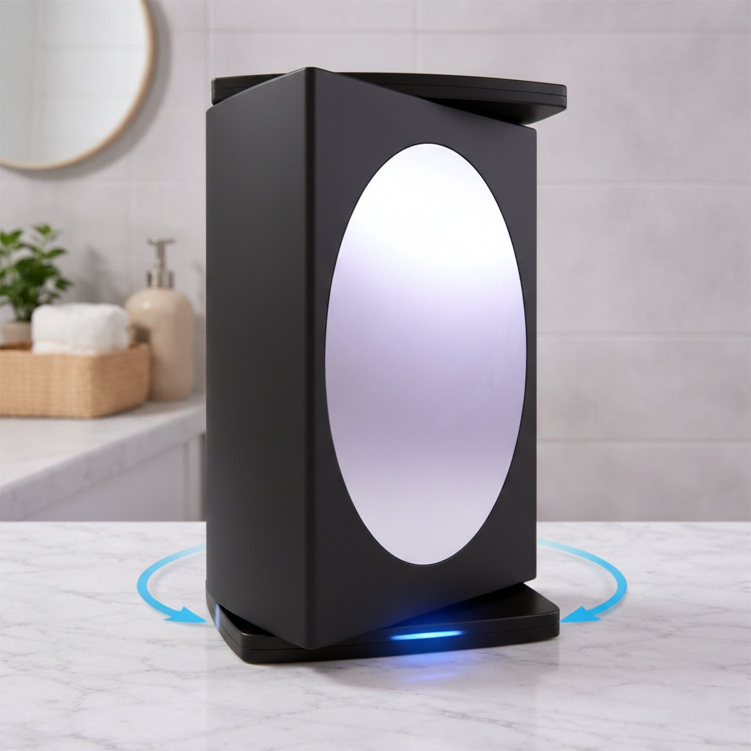 Wall Mounted Black Rotating Storage Cabinet Organizer (1 Pc, 22x42 Cm)