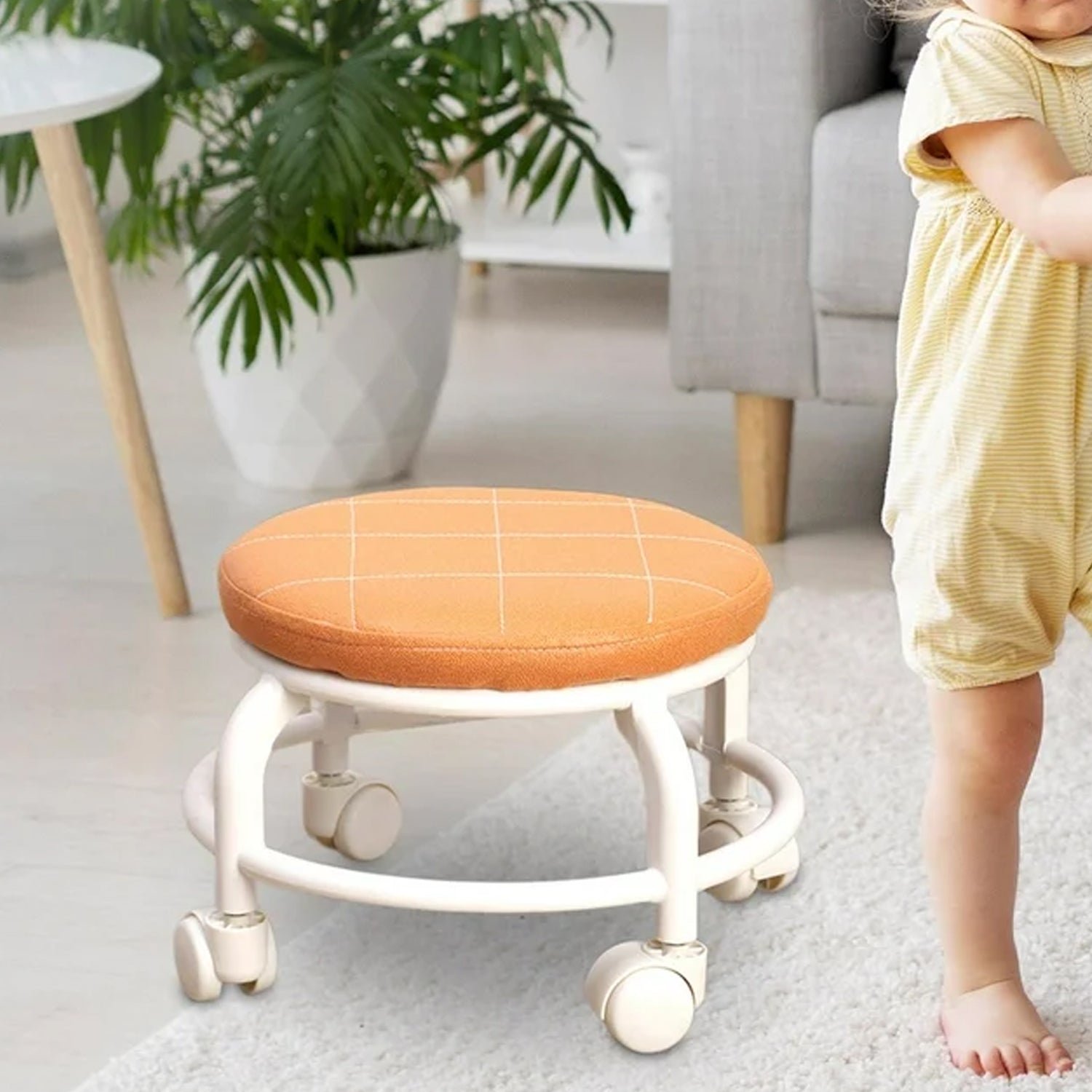 Roller Seat Stool Low Height Rolling Plastic Stool Multifunctional (1 Pc)