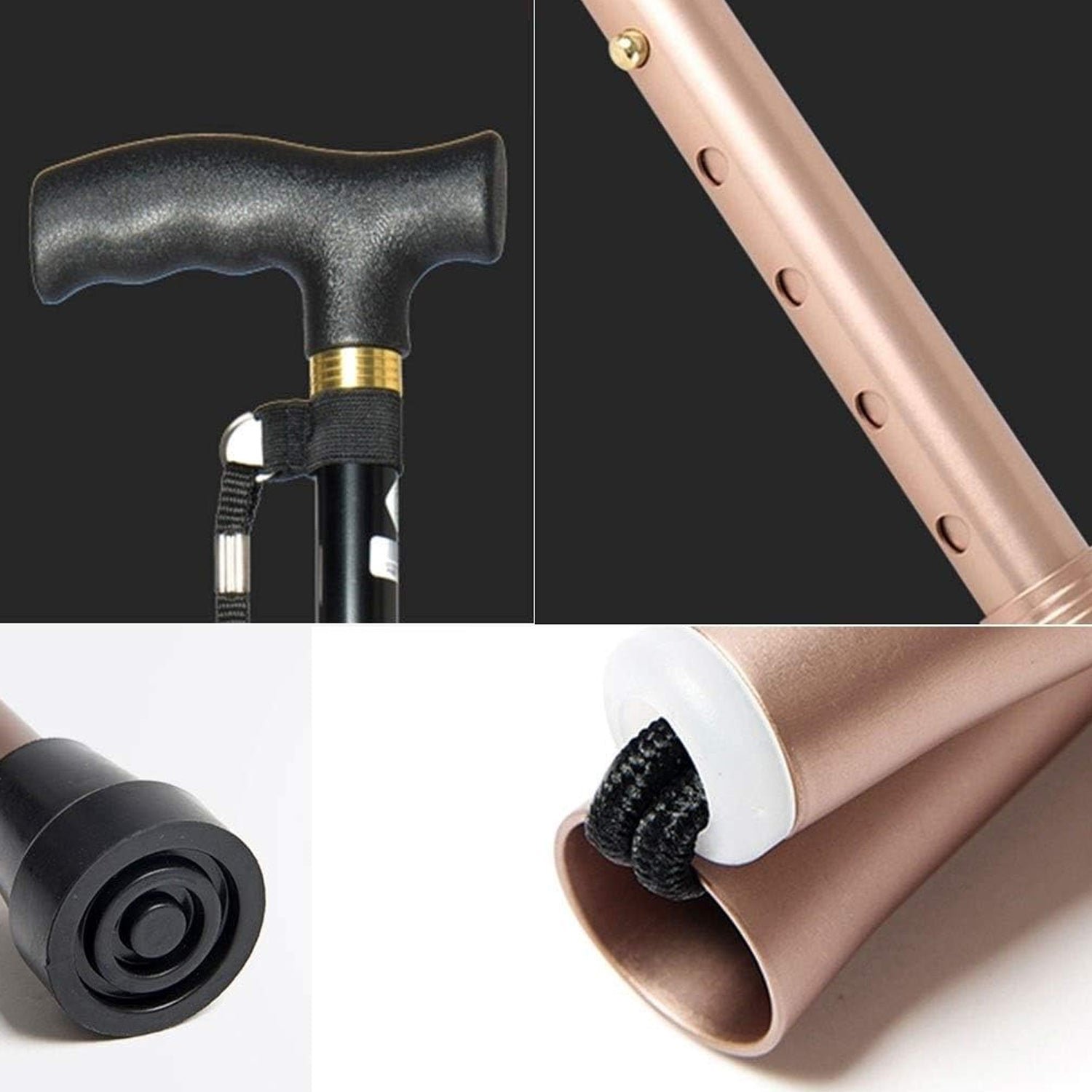 Foldable Walking Cane with LED Handle – Collapsible Mobility Stick