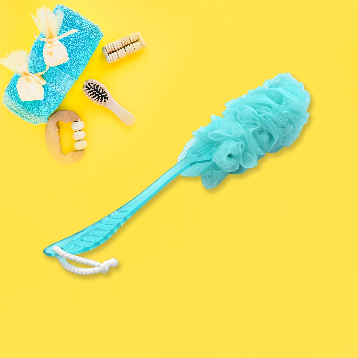 Loofah Back Scrubber with Long Handle, Soft Nylon Mesh Bath Brush (45 Cm)