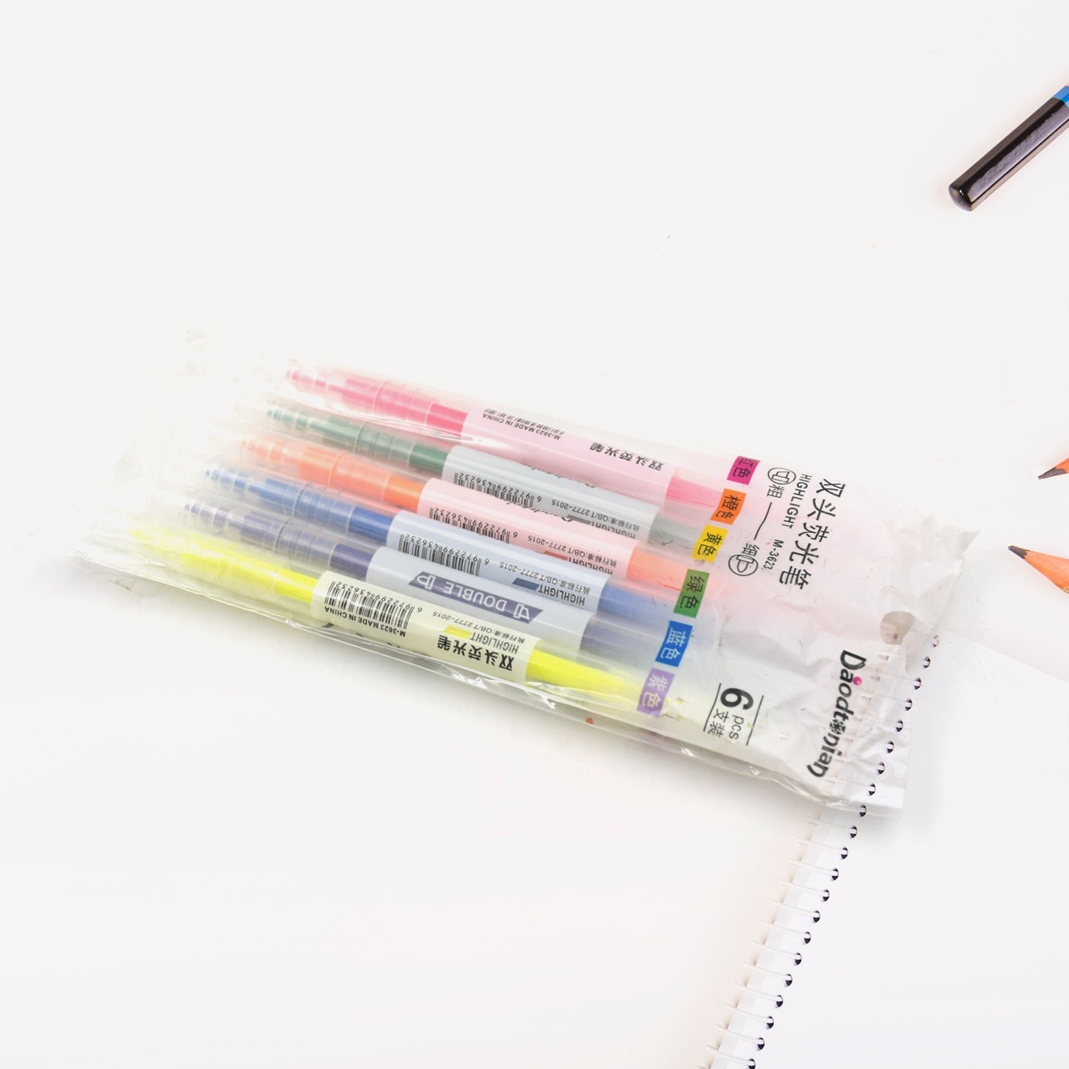 Dual-Headed Highlighter 6 Colors Pen  for Classroom and office  (6 Pc Set)