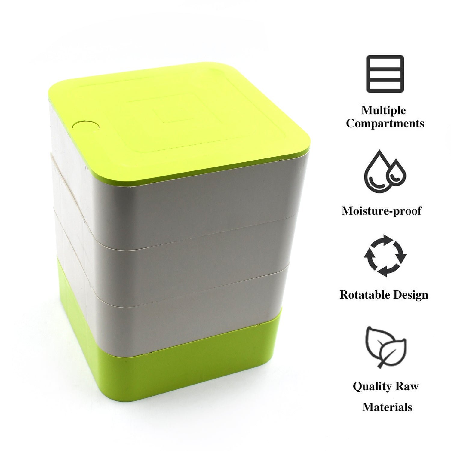 4 Layers Jewelry Box, 360 Degree Rotating Accessory Storage Box