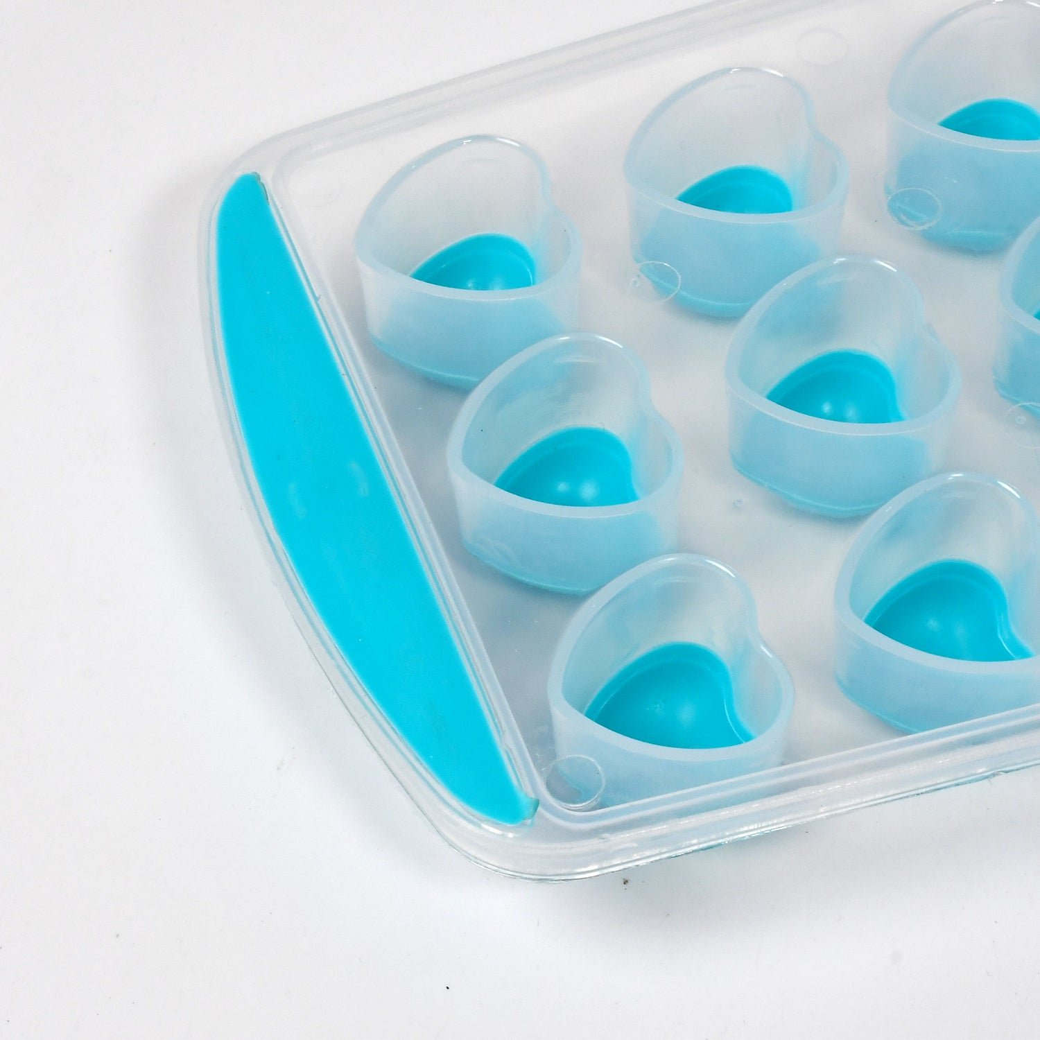 Easy Push -UP ice Tray, With Flexible Silicon Bottom, Heart Shape 18 Cube Trays