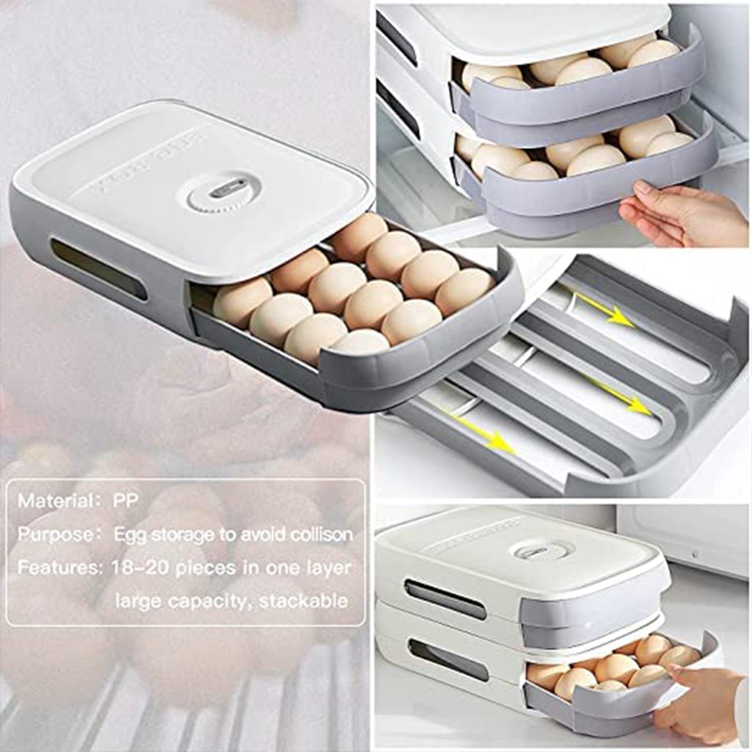 Plastic Egg Storage Box Drawer Style Fridge Organizer Tray (1 Pc)