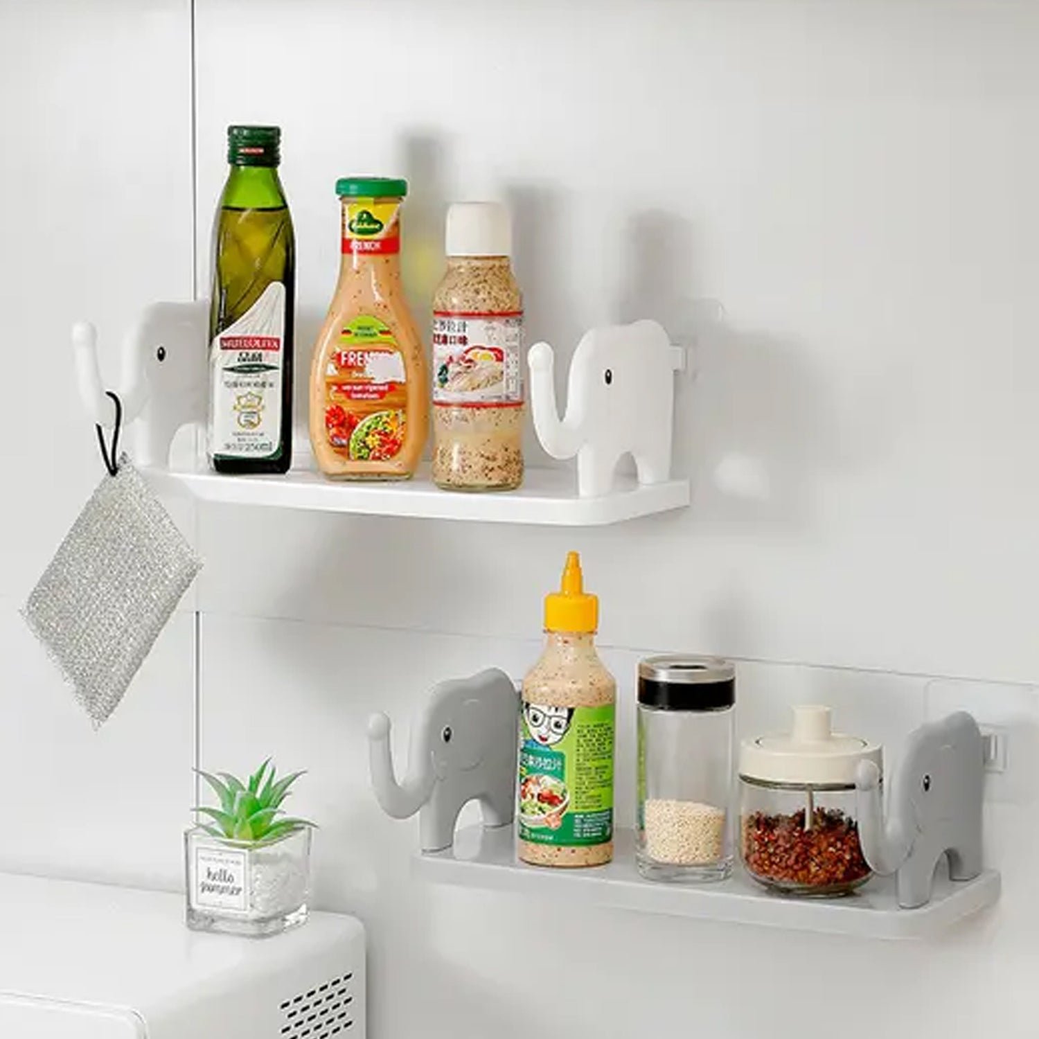 Elephant-Shaped Wall Shelf – No-Punch Mini Organizer for Kitchen & Bathroom