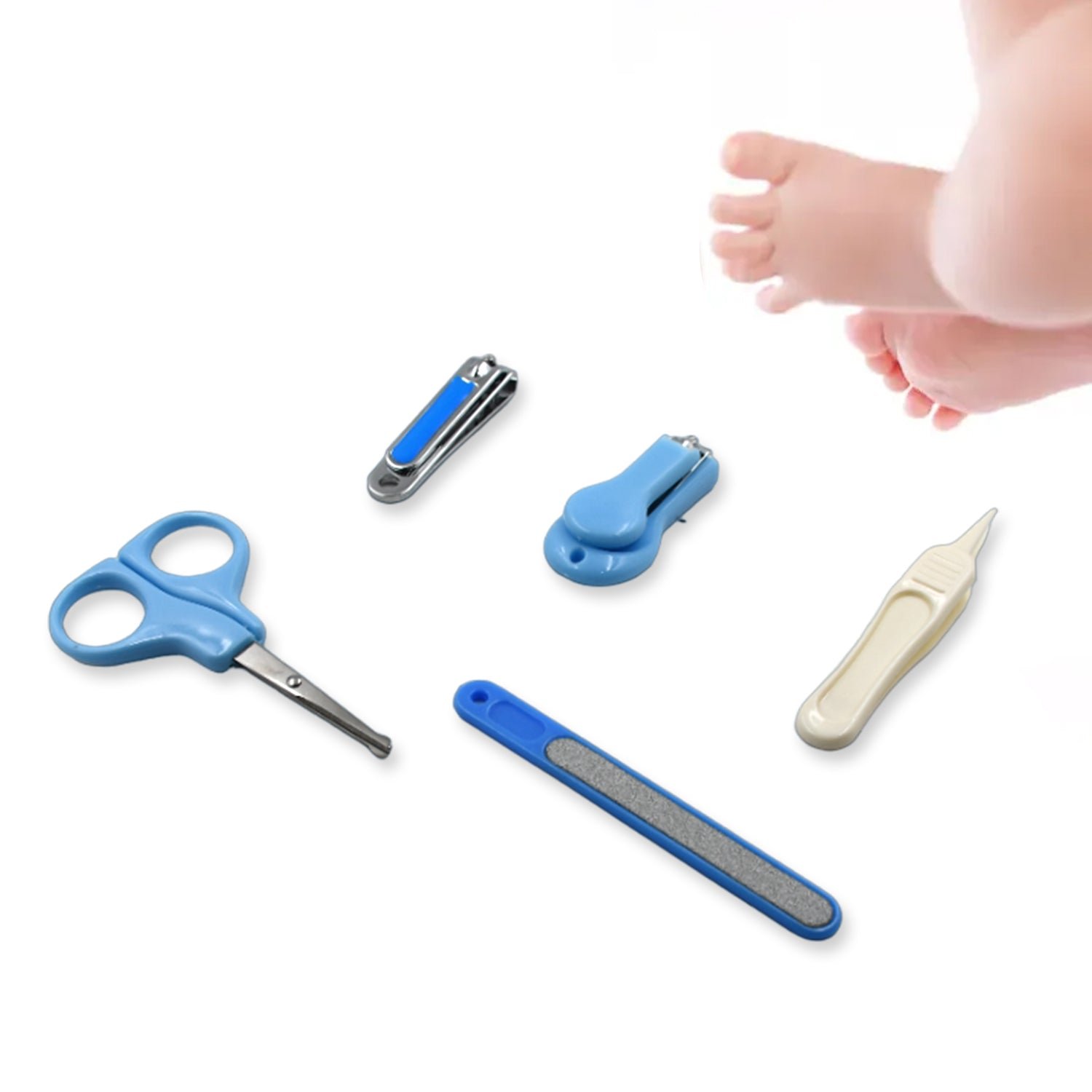 Baby Care Baby Nail Clipper, Scissor, Tweezer and Nail Cleaning Sets (5 Pc Set)