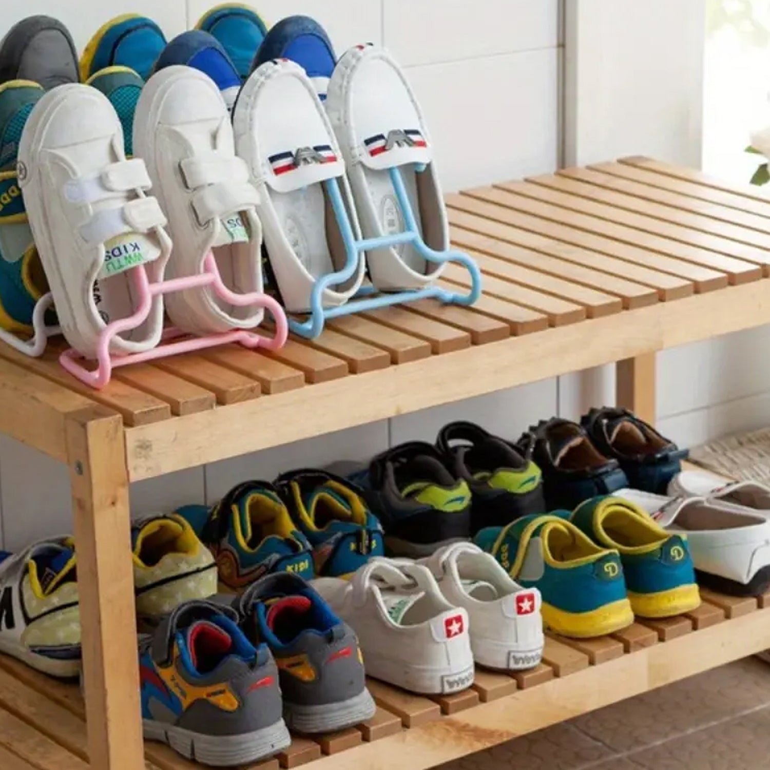 Multi Function Drying Rack Shoe Organizer Hanging Shelf for Wardrobe  2 Pc