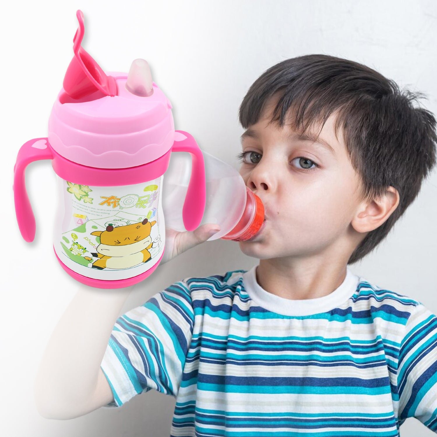 Vacuum Stainless Steel Water Bottle With Carry Handle & Straw Fridge Water Bottle Double Wall, Leak Proof, Rust Proof, Cold & Hot | Leak Proof | Office Bottle | Gym | Home | Kitchen | Hiking | Trekking | Travel Bottle, Tumbler (280 ML)