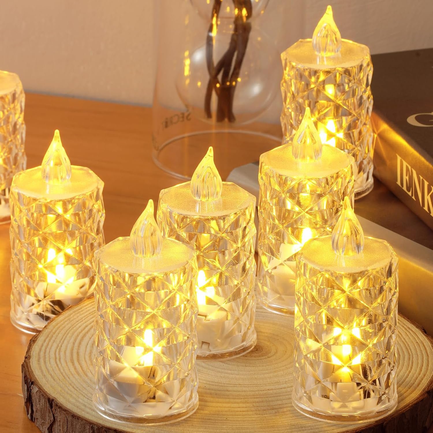 LED Crystal Effect Flameless Candle Light Set (5 Pc)