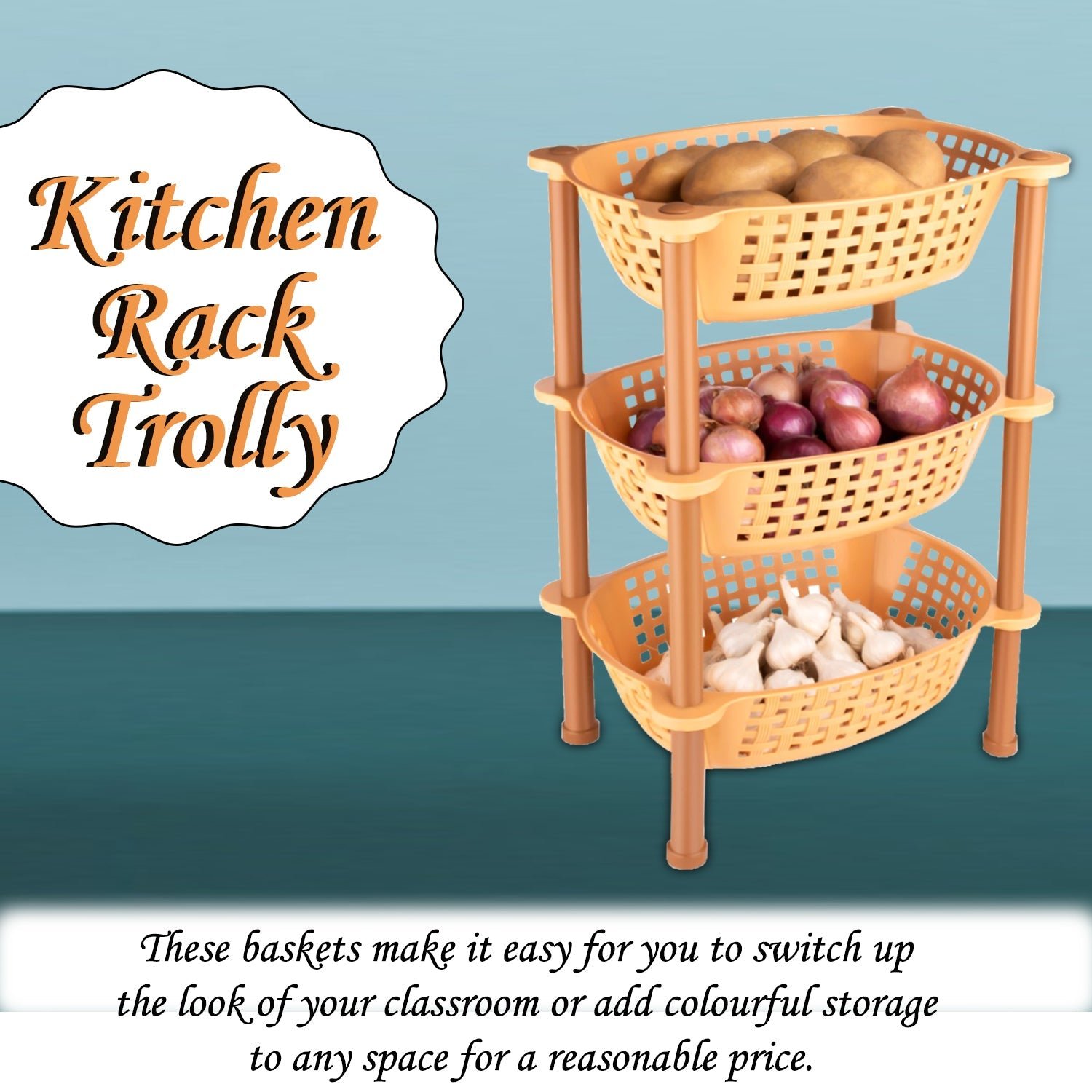 Multipurpose Plastic Storage Rack Organiser, Diwali - 3 pcs