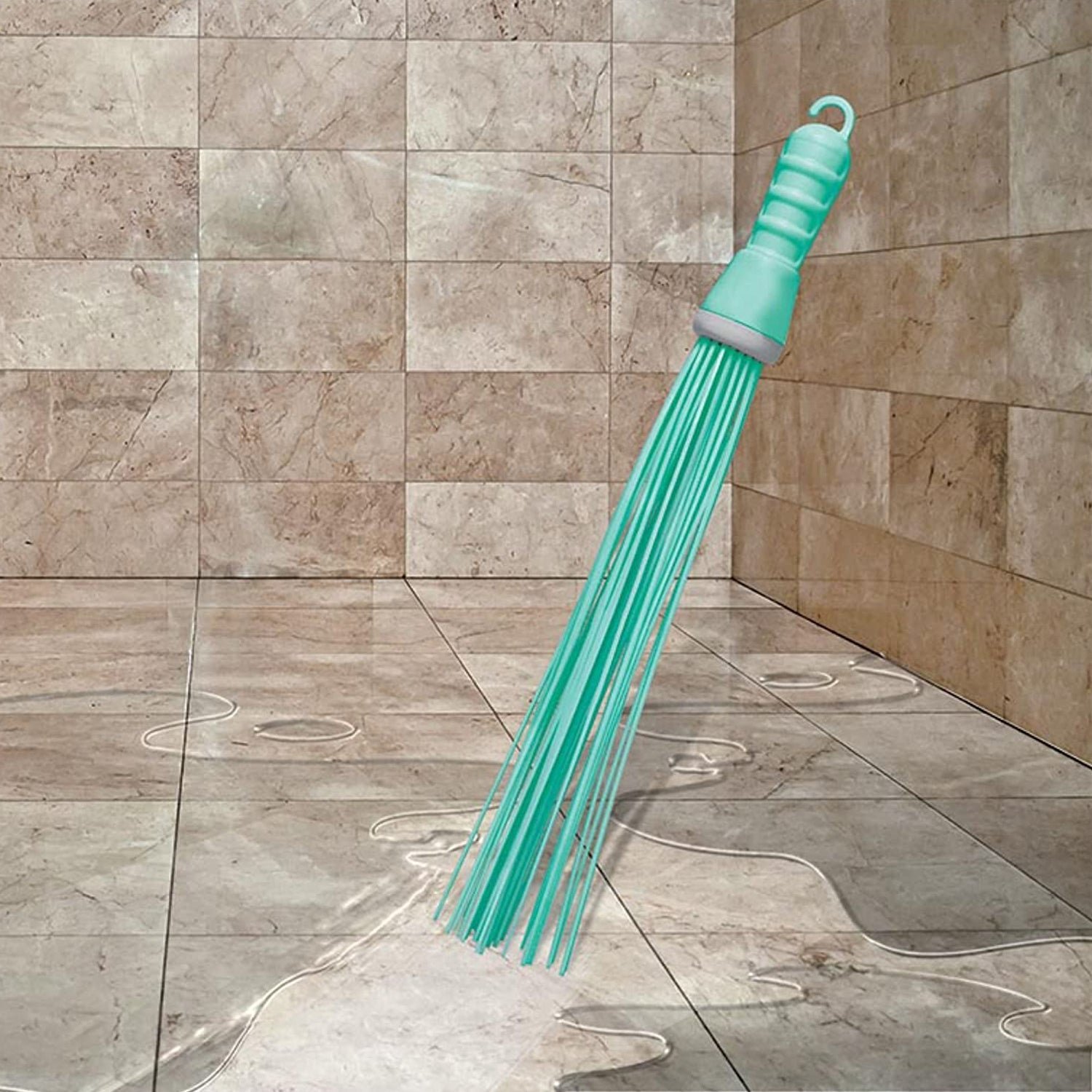 Plastic Hard Bristle Broom for Bathroom Floor Cleaning – Wet & Dry Scrubbing