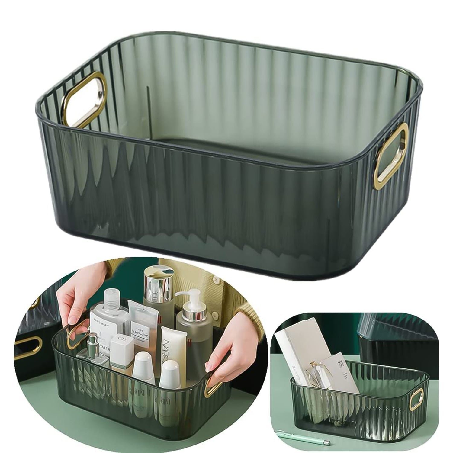 Premium Ribbed Transparent Storage Basket