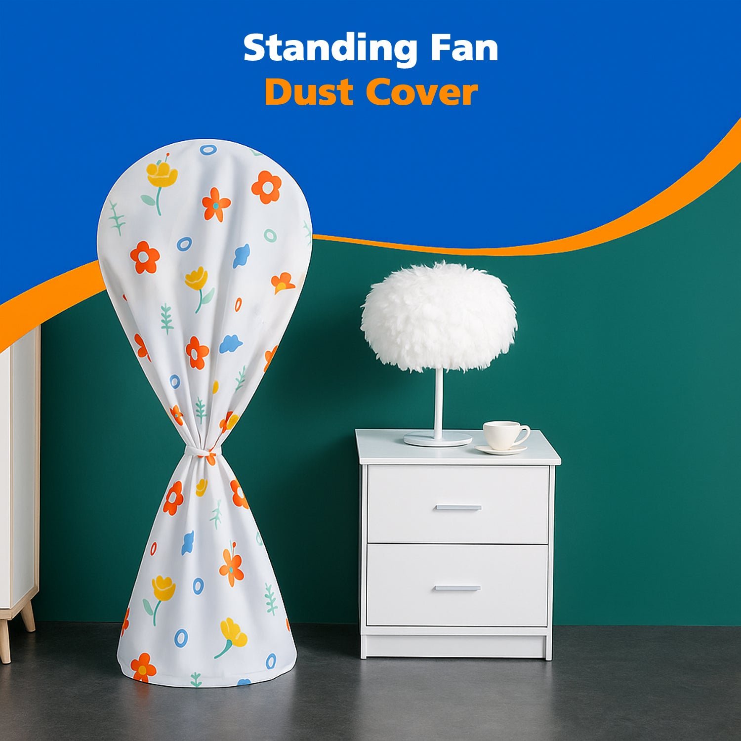 Flower-Printed Fan Cover - 1 Pc, 130x26 Cm