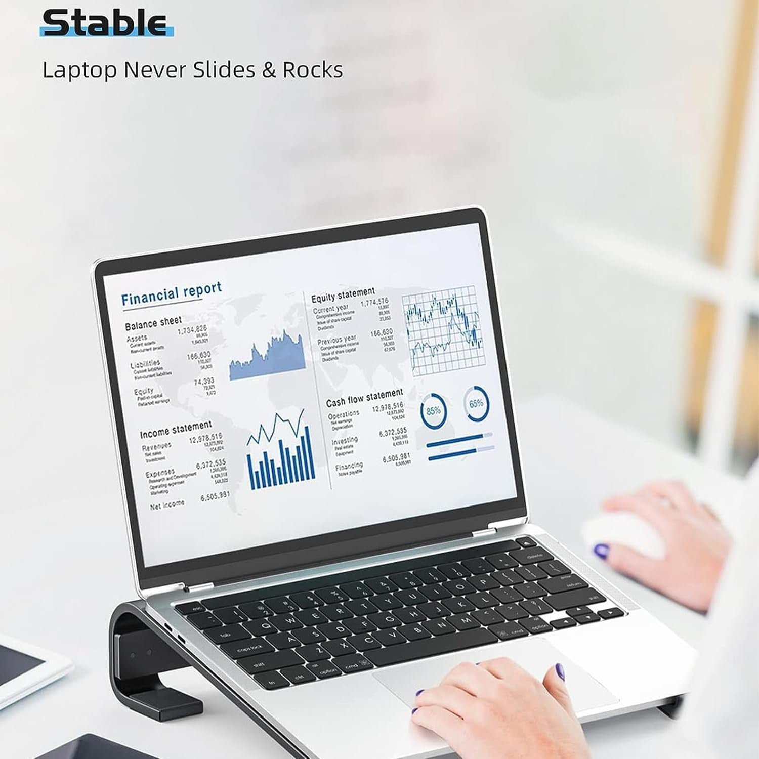 Fixed Metal Laptop Stand for Desk (25 × 26 cm)