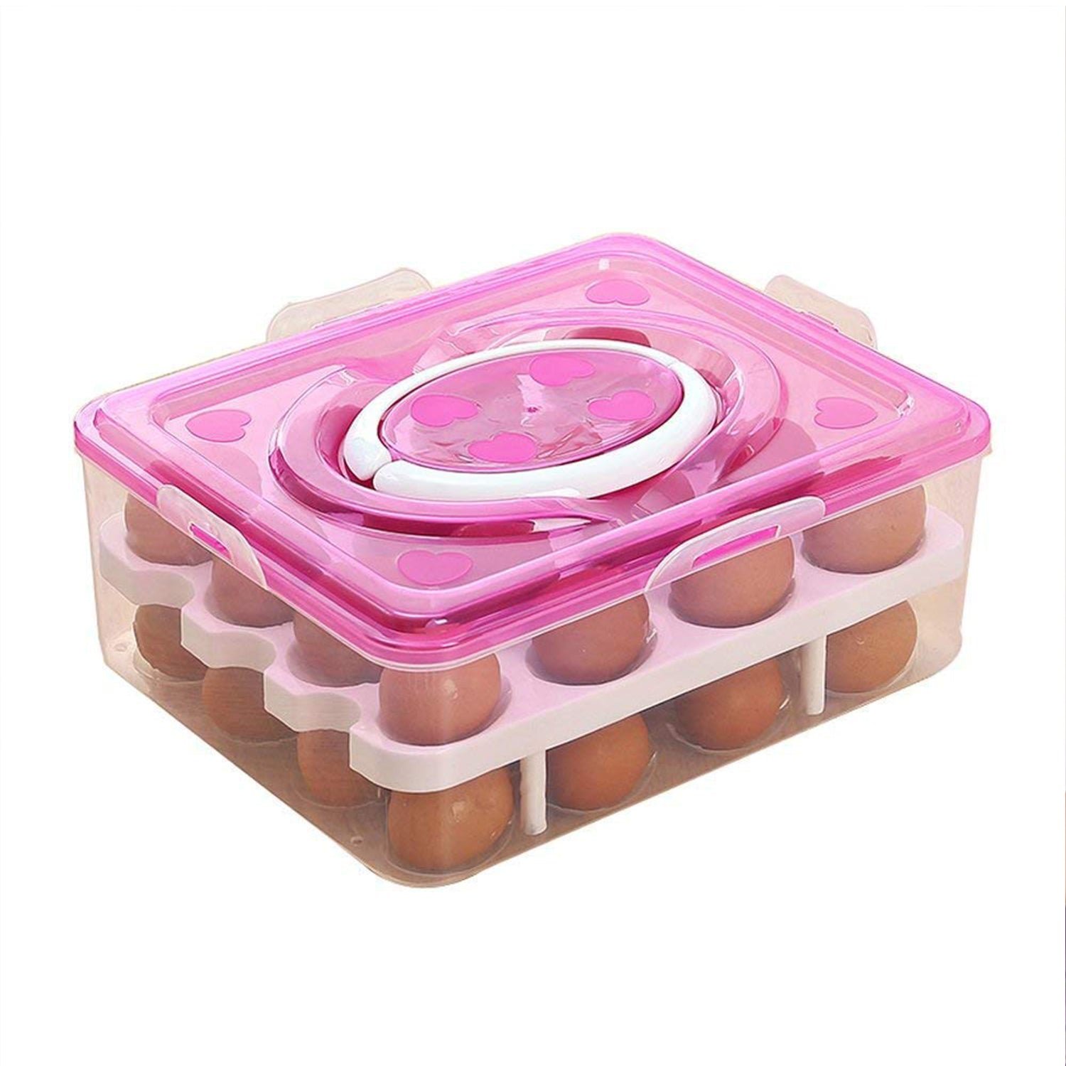 2 Layer 32 Grid Egg Tray with Lid Carrier Holder1 Pc