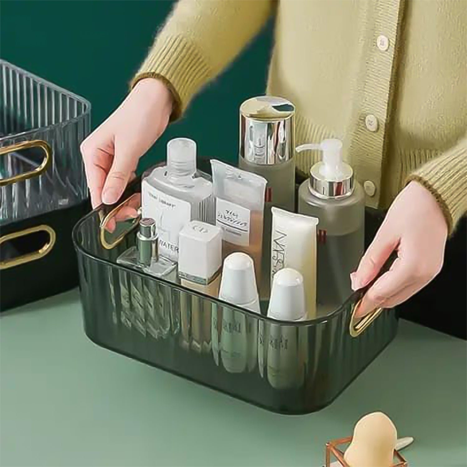 Premium Ribbed Transparent Storage Basket
