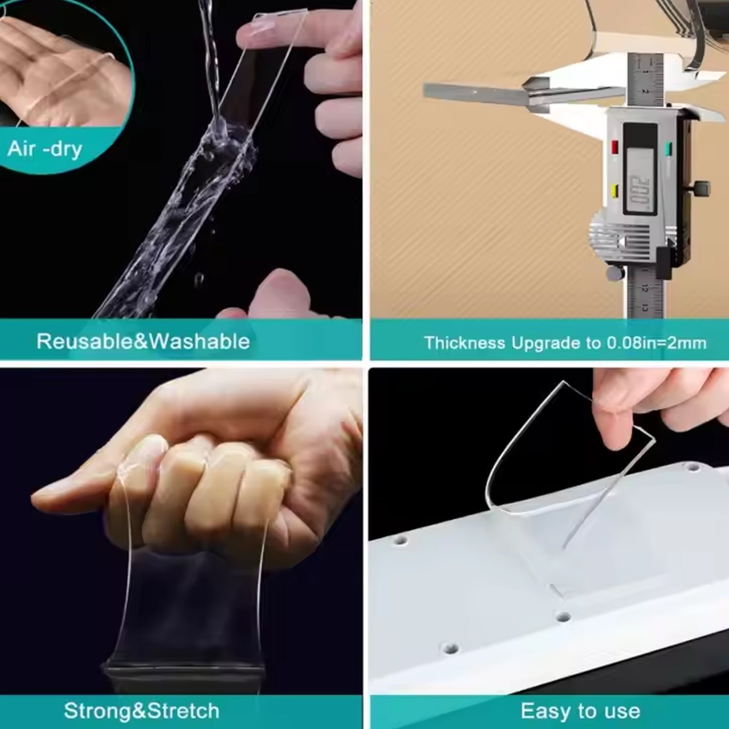 Sticky Double Sided Tape Washable Adhesive Tape Reusable (8.5×3 Cm / 1 Pc)