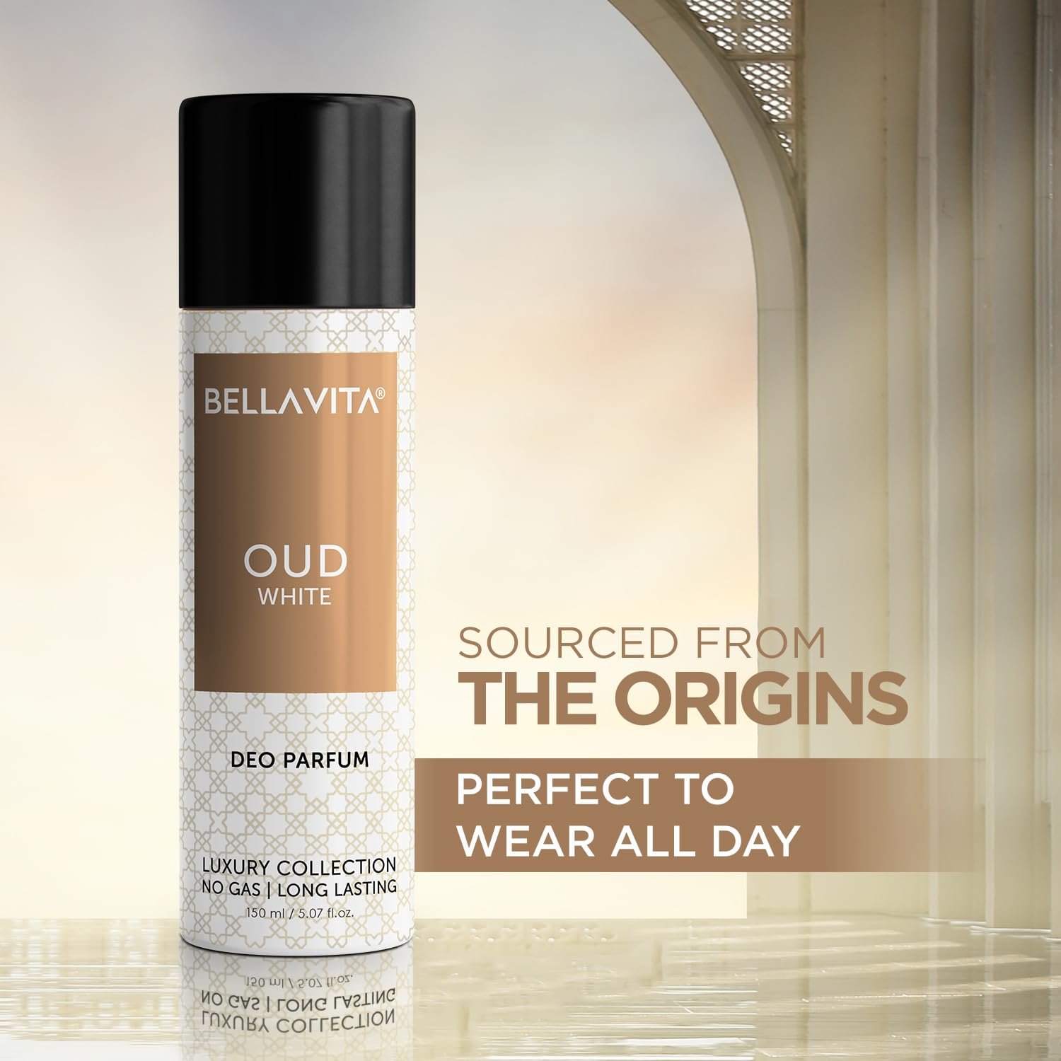 Bellavita Oud White Deo Perfume Body Spray for Men & Women 150 ML